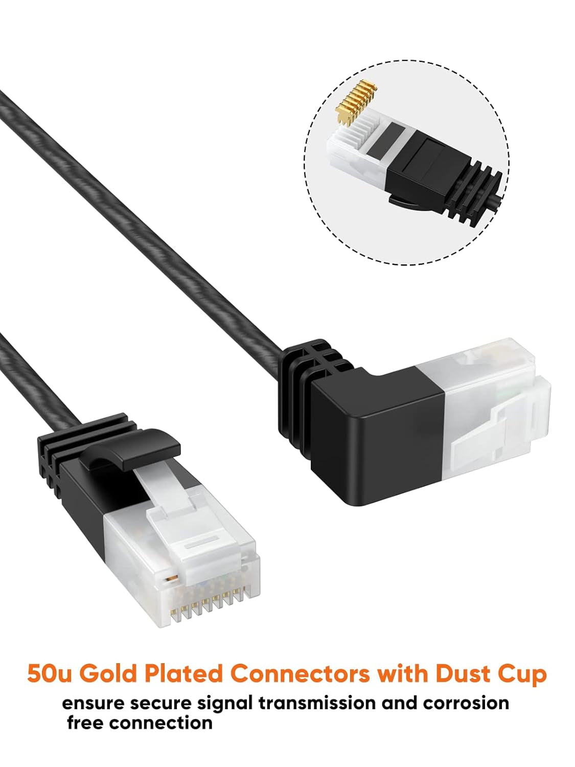 Ultra Slim Cat6A Ethernet Cable OD 2.8Mm, down Angle LAN Super Light Cord, High Speed 10G UTP Network Patch Cable, Internet Wire for Pc,Router,Modem,Printer,Tv Box,Ps5,Switch; 6.6FT/2M