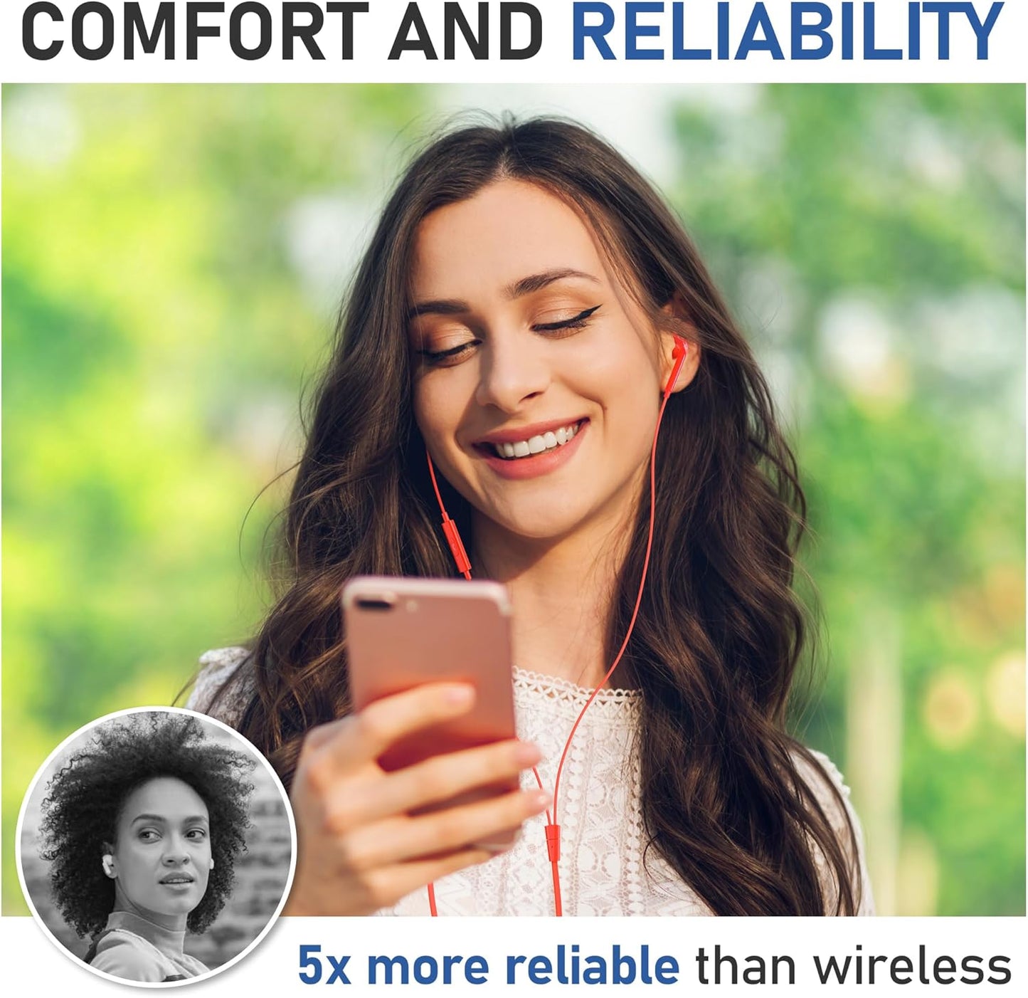 Zenith Wired Earbuds In-Ear Headphones, 2 Years Warranty, Earphones with Microphone, Corded for 3.5Mm Jack Ear Buds for Iphone, Samsung, Computer, Laptop, Kids, School Students, Woman - Coral
