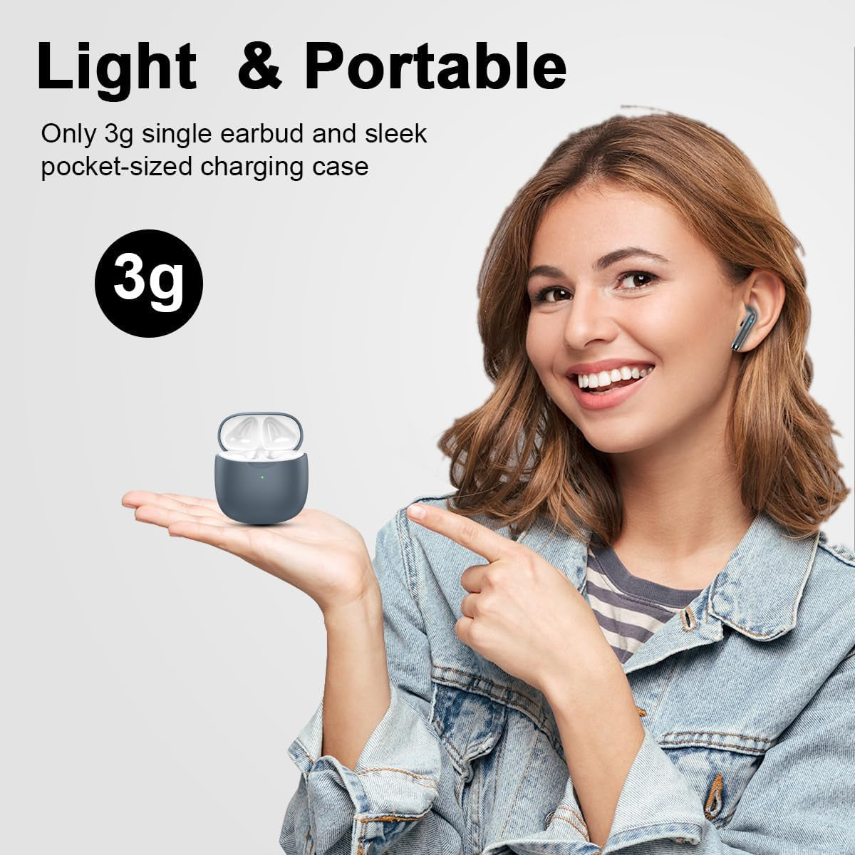 Wireless Earbuds, Bluetooth 5.3 Headphones in Ear with Noise Cancelling Mic, Bluetooth Earbuds Stereo Bass, IP7 Waterproof Sports Earphones, 32H Playtime USB C Charging Ear Buds Gray for Android Ios