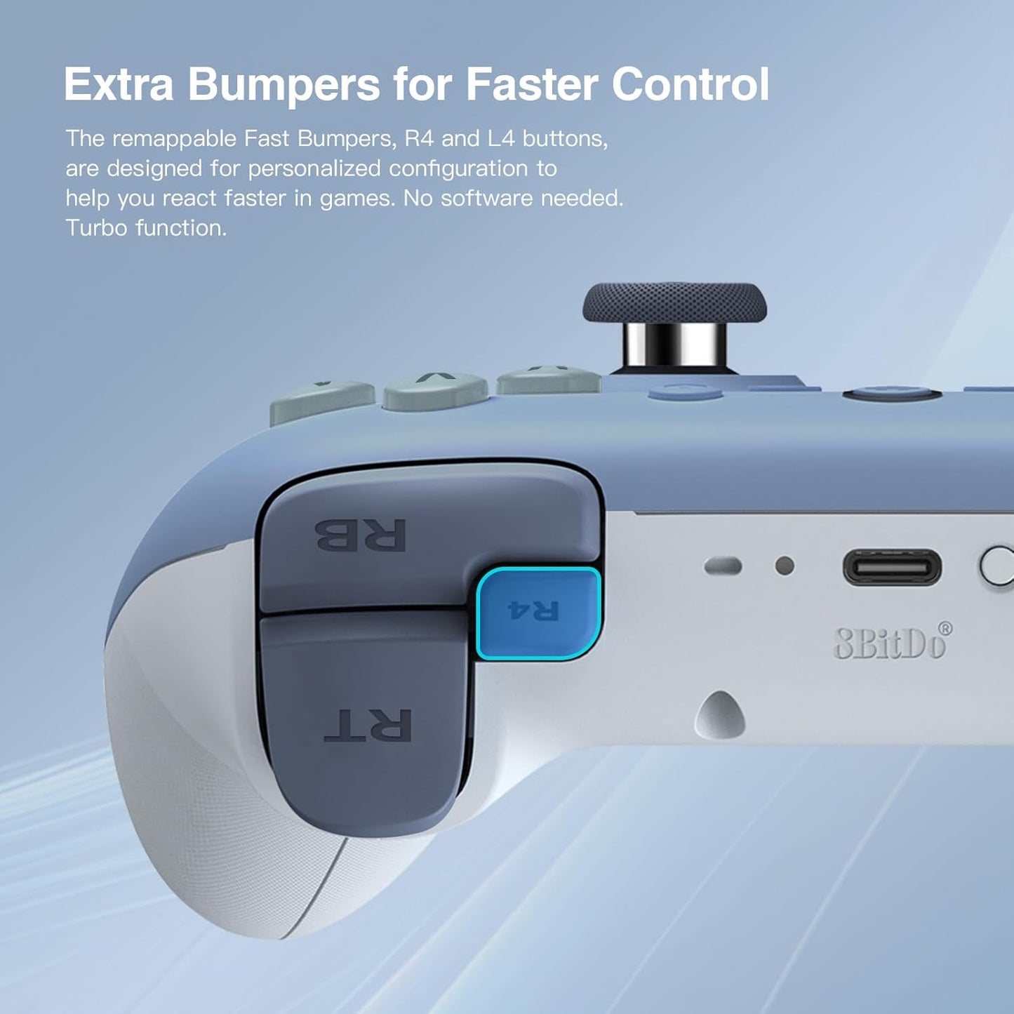 Ultimate 2C Wireless Controller for Windows PC and Android, with 1000Hz Polling Rate, Hall Effect Joysticks and Hall Triggers, and Remappable L4/R4 Bumpers (Dark Blue)