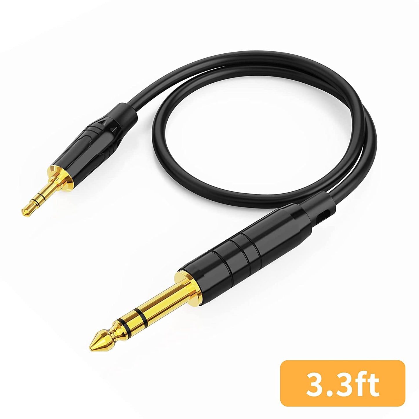 1/8 to 1/4 Stereo Cable 3.3Ft, 6.35Mm 1/4" Male to 3.5Mm 1/8" Male Audio TRS Bidirectional Aux Guitar Cord for Laptop, Home Theater Devices, Keyboard Piano,Speaker and Amplifiers