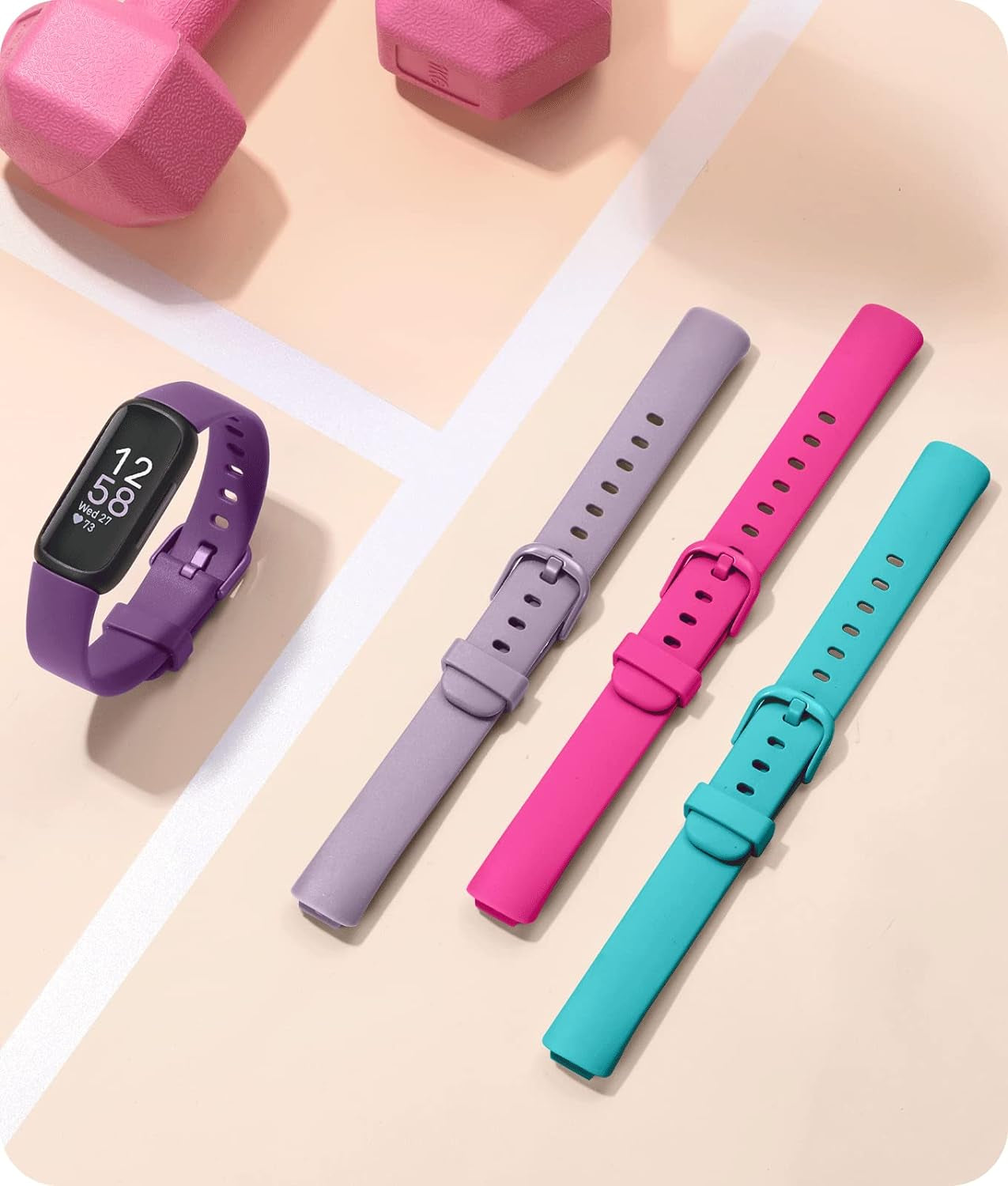 Compatible with Fitbit Inspire 3 Bands for Women Men, Sport Wristband Replacement Soft Silicone Straps for Inspire 3 Fitness Tracker Women & Men(4 Pack,Small)