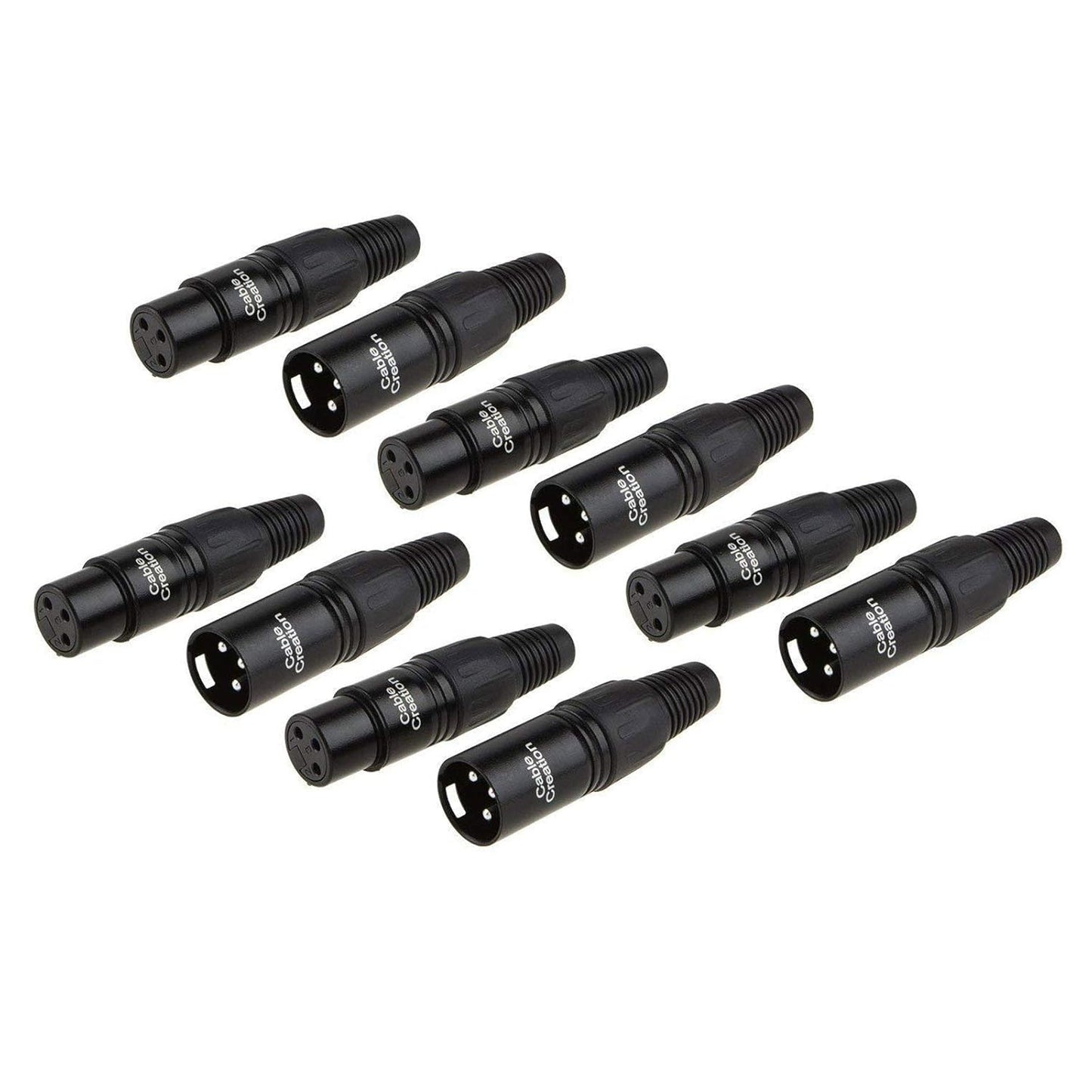 5Pcs 3Pin XLR Male + 5Pcs Female, Mic Adaptor Connector 10 Pair, 1/4 Jacks Male and Female Microphone Audio Jack Charger Connector for Speaker, Mixing Board, Console, Pro Audio Gear