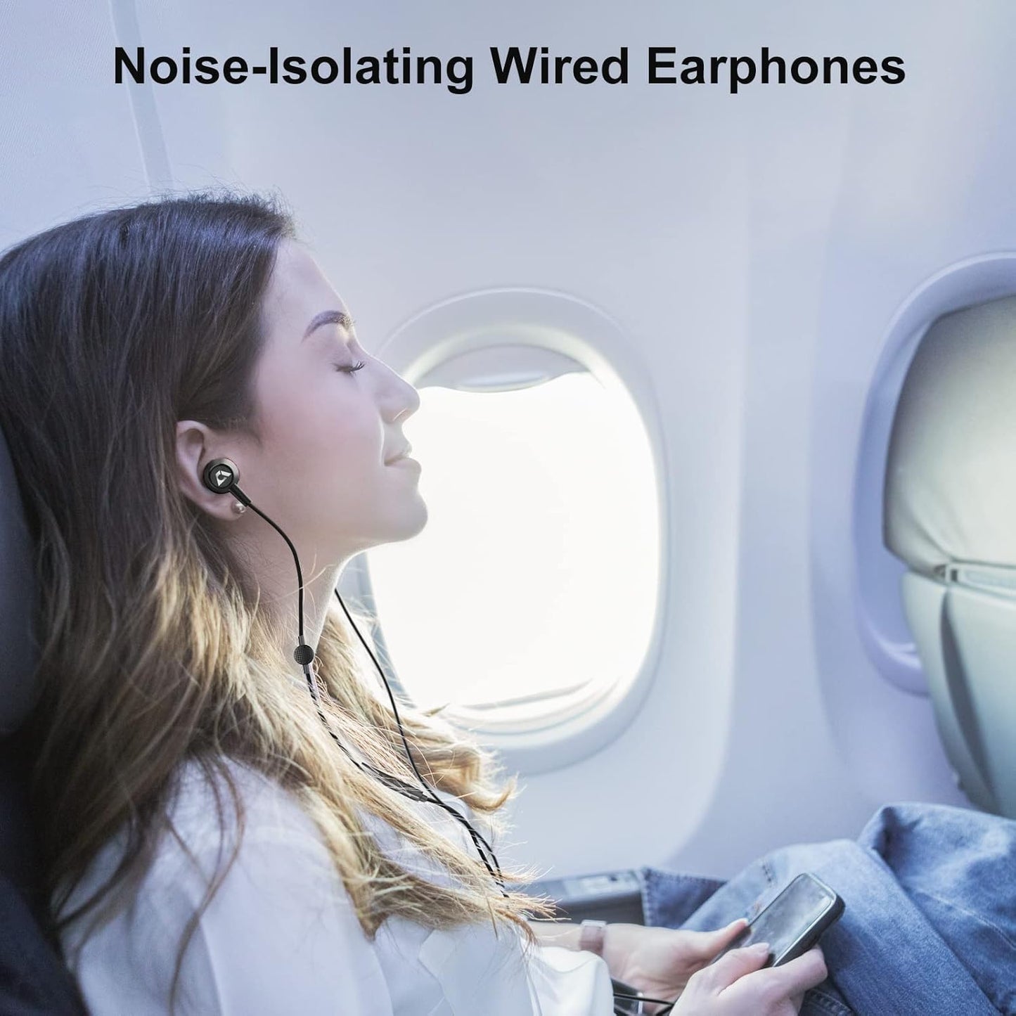 Wired Earbuds with Microphone & Volume Control, In-Ear Headphones Magnetic with Deep Bass, Noise Isolating, High Sound Quality Earphones with 3.5Mm Jack for Phone, Android, PC, Ipad, Mp3(Black)
