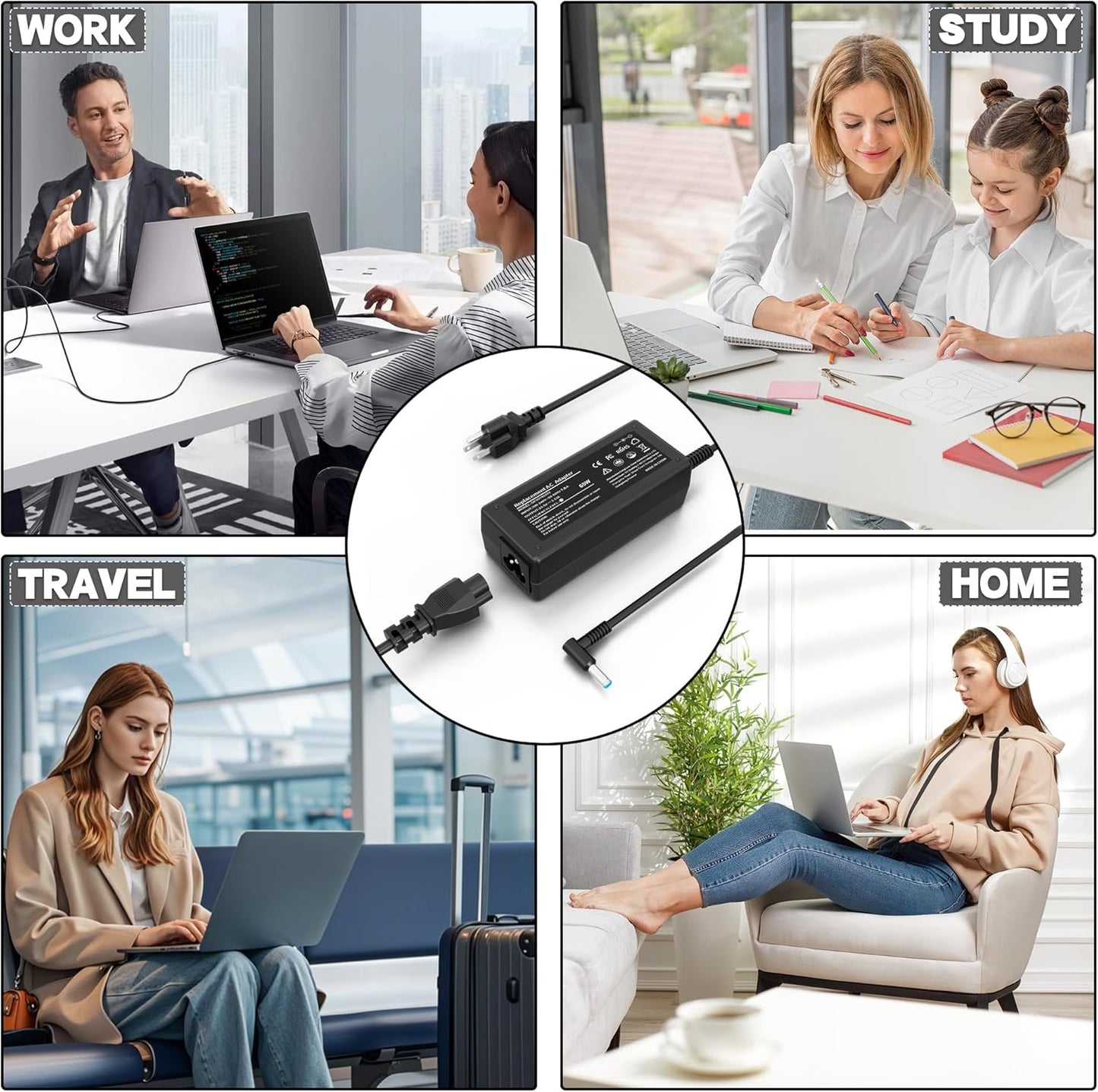 Charger for HP Laptop 65W 45W Computer Charger Smart Blue Tip Power Adapter