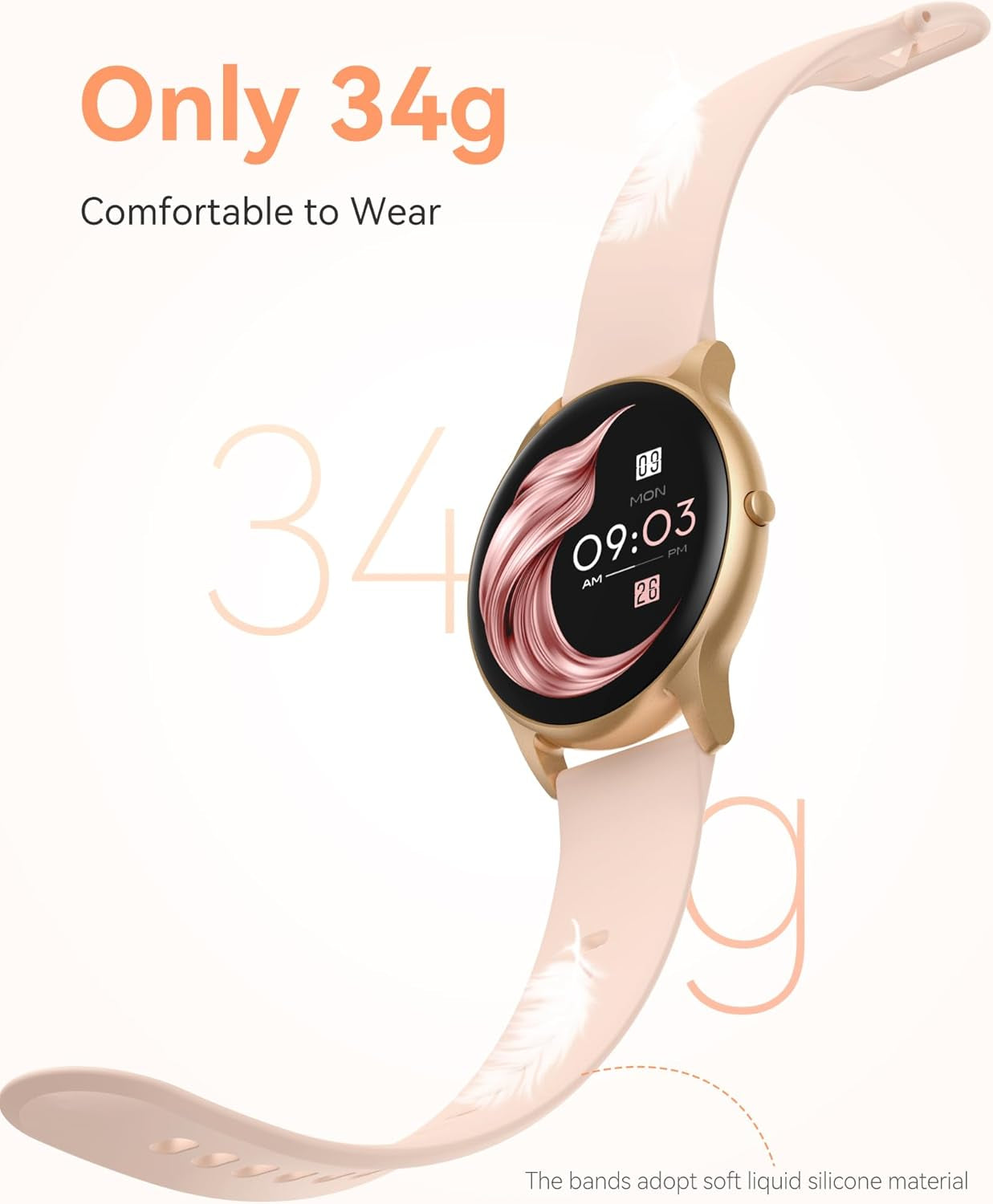 Smart Watch for Women, 5ATM Waterproof Smartwatch for Android and Ios Phones, Fitness Tracker Watch with 100+ Sports Modes, Heart Rate Monitor Pedometer Sleep Monitor, Pink