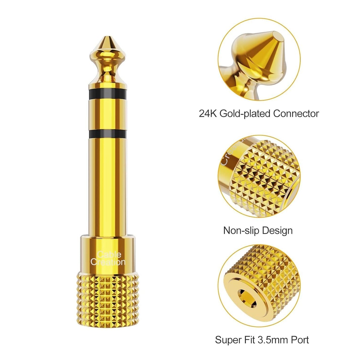 1/4'' to 1/8'' Headphone Audio Adapter 5PCS, 6.35Mm to 3.5Mm Male to Female TRS Stereo Gold Plated Audio Jack Convertor for Cellphone,Speaker,Mic,Ipod,Receiver,Guitar, Digital Piano