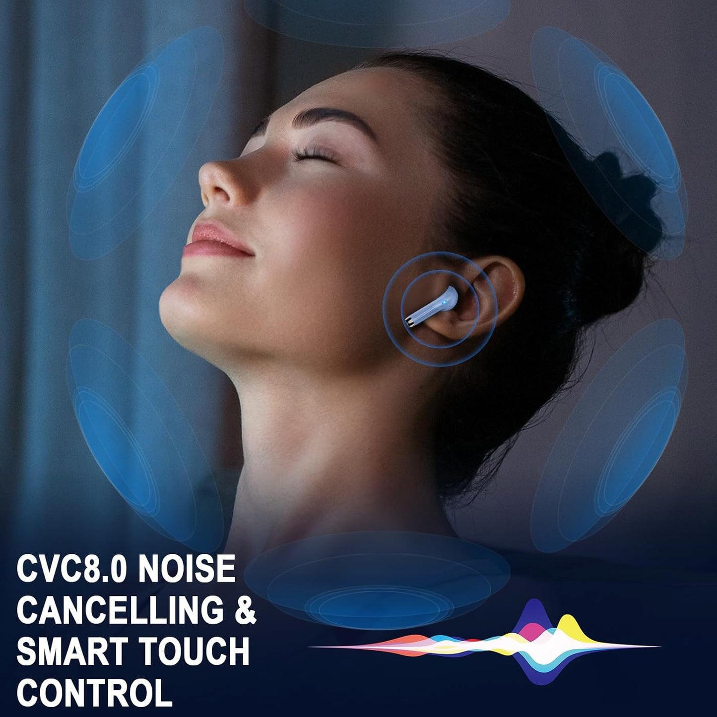 Wireless Earbuds, Bluetooth 5.4 Headphones Hifi Stereo, in Ear Earphones with 4 ENC Noise Cancelling Mics, 40H Playback Ear Buds with LED Display, Mini Case, IP7 Waterproof Headset with USB C Charging