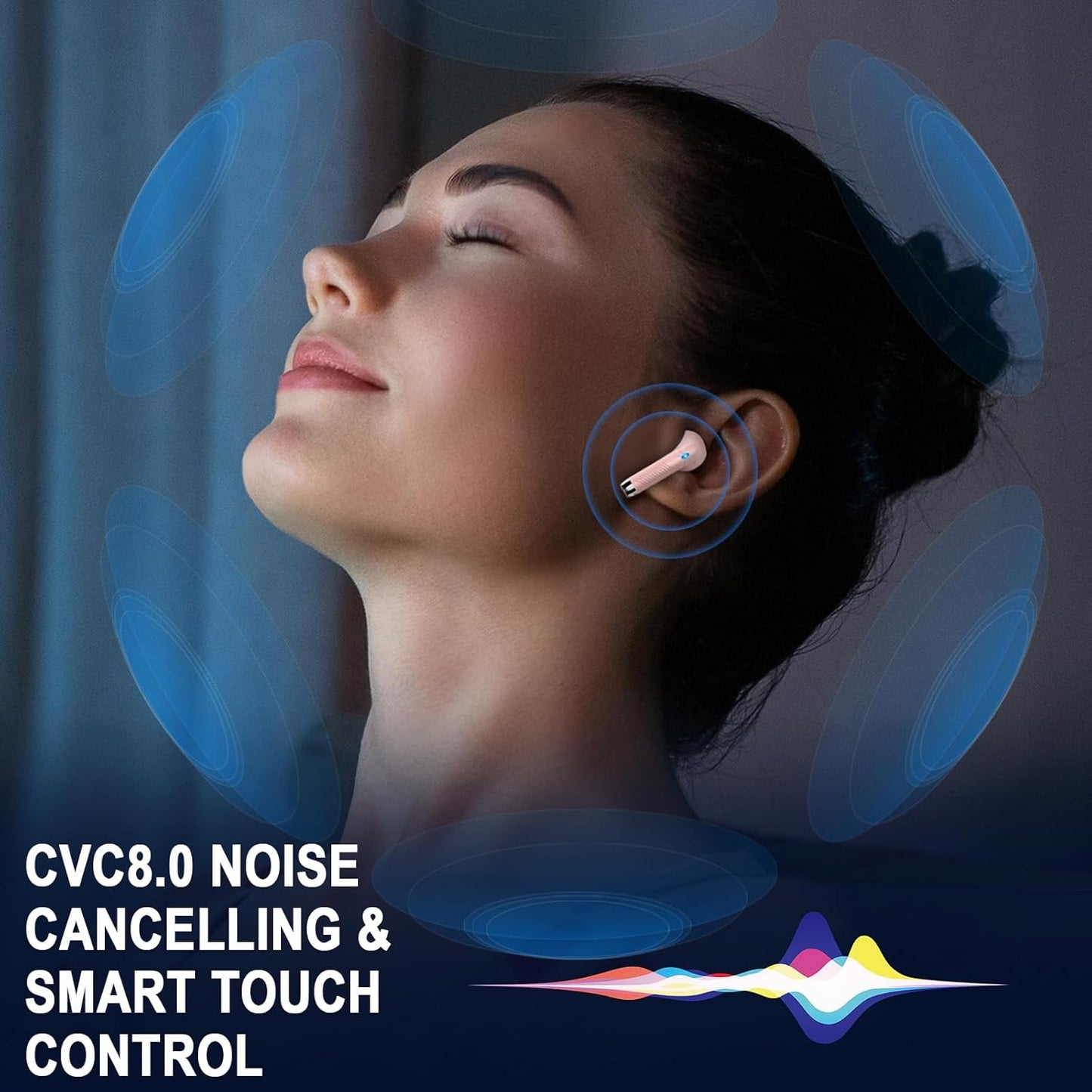 Wireless Earbuds, Bluetooth 5.4 Headphones Hifi Stereo, in Ear Earphones with 4 ENC Noise Cancelling Mics, 40H Playback Ear Buds with Mini Case LED Display, IP7 Waterproof Headset with USB C Charging