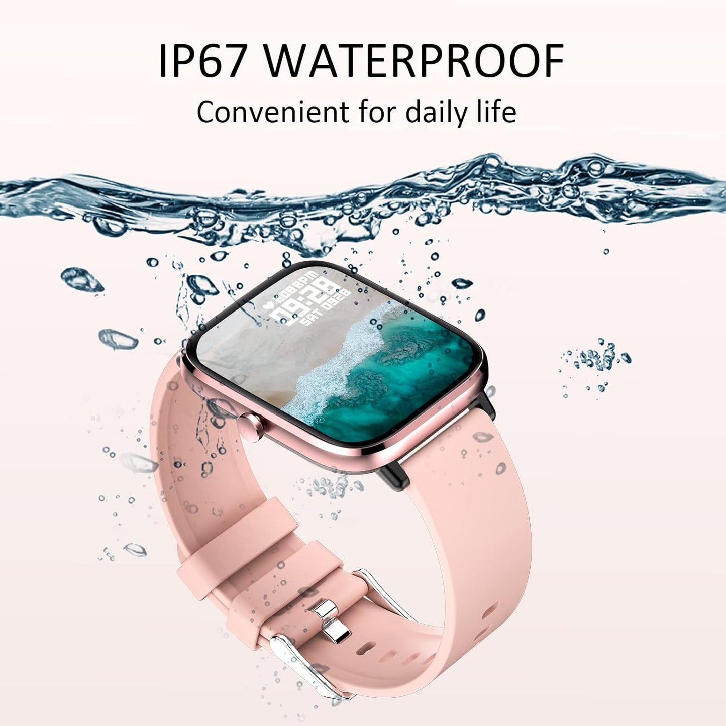 Smartwatch for Women - Call, Fitness Tracker, Heart Rate & Sleep Monitor, 1.69" Touch Screen, Waterproof - for Android & Iphone, Pink