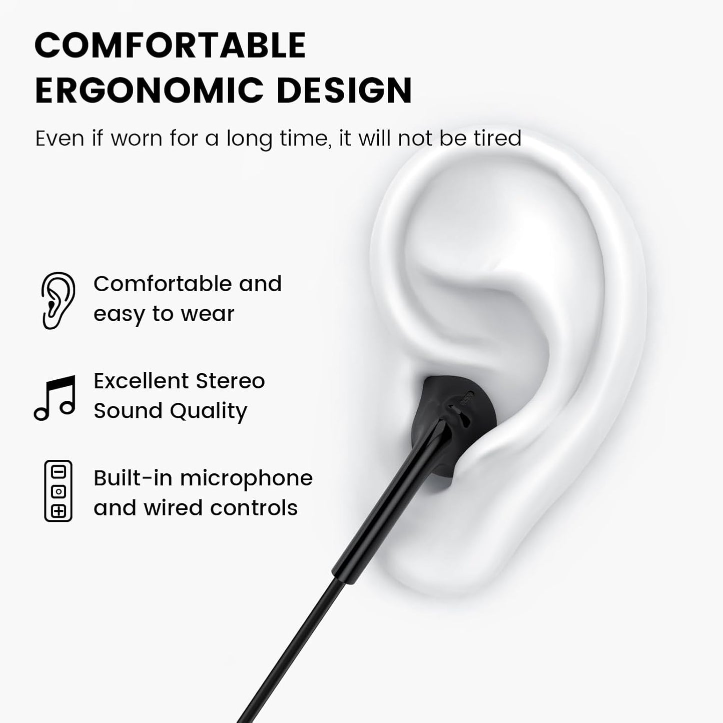 in Ear Wired Headphones, Wired Earbuds with Microphone, 3.5Mm Jack in Ear Headphones with Microphone Suitable for Smartphones, Computers, Laptops, Ipads, MP3 Players, Etc