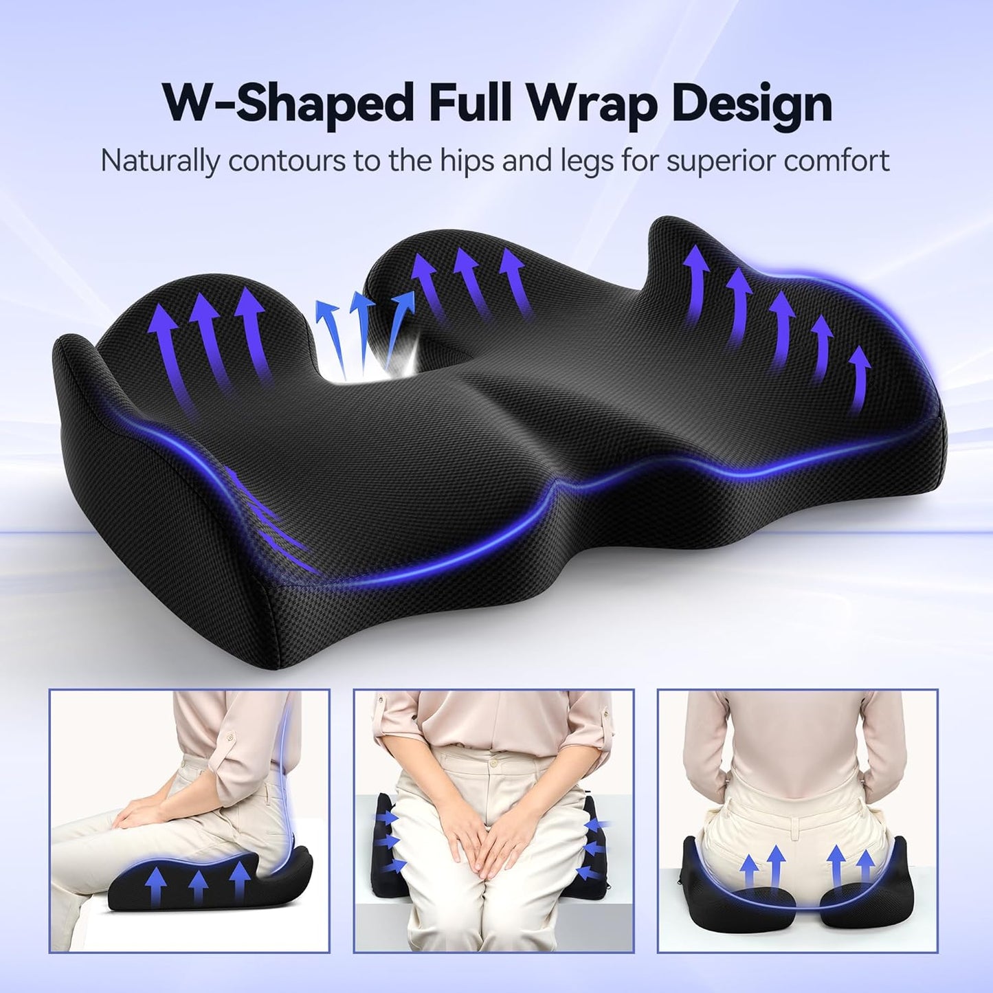 Seat Cushion, X Large Car Seat Cushion, Memory Foam Cushions for Office Chair, Chair Cushions for Tailbone Pain Relief & Pressure Relief Sciatica for Long Sitting