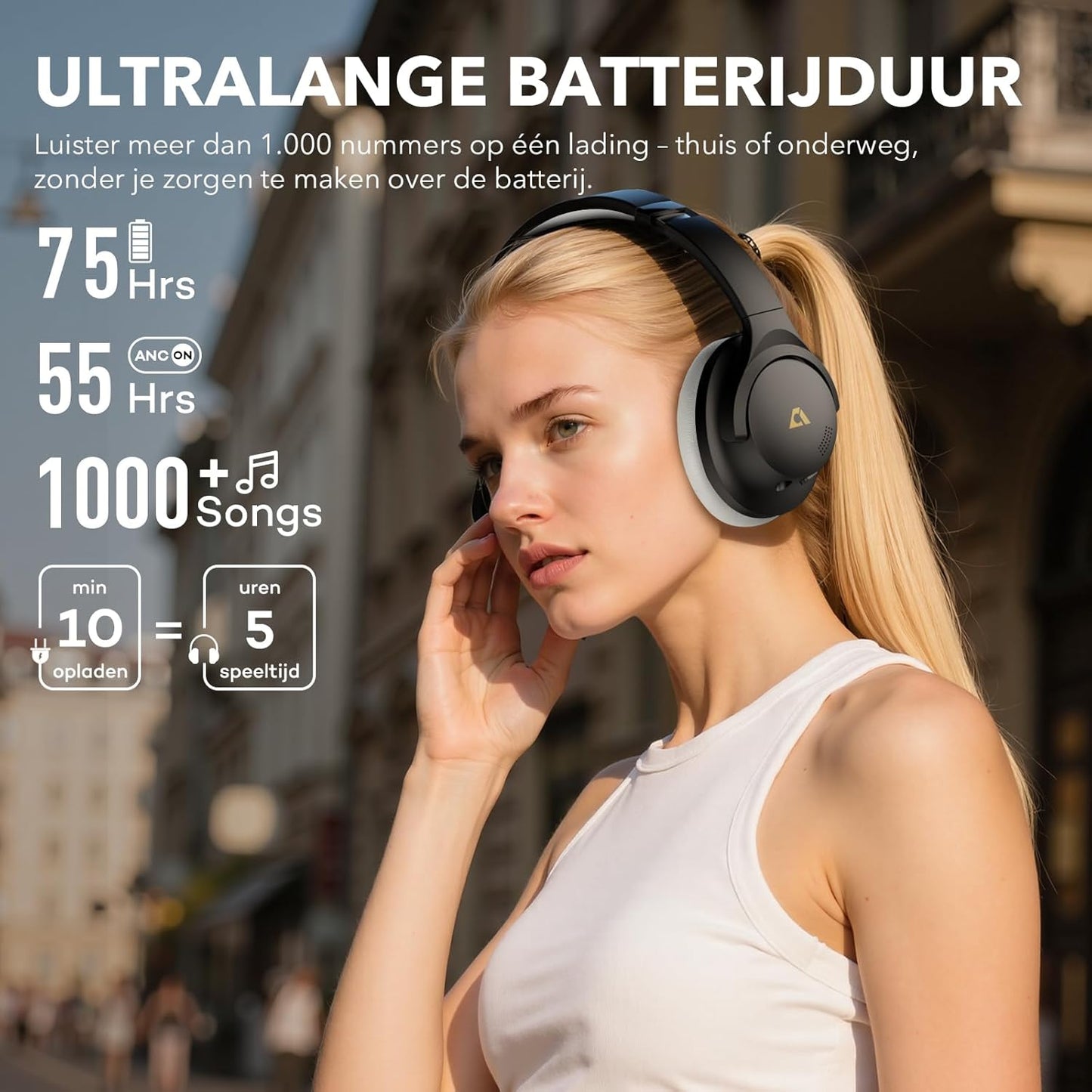 Y8+ Noise Cancelling Headphones Bluetooth, Wireless LDAC Hi-Res Audio, Custom EQ via App, 75H Playtime, Comfort Fit, over Ear Headphones Foldable for Airplane Travel Home Office Black Grey