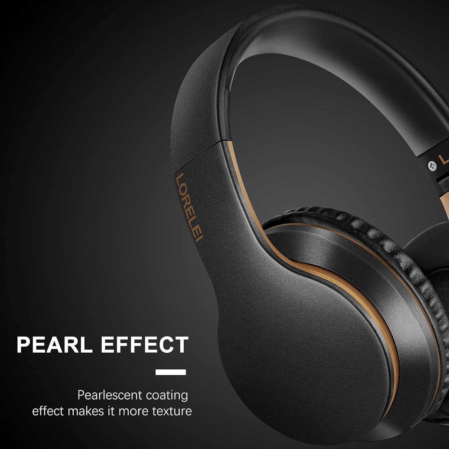 X6 Over-Ear Headphones with Microphone, Lightweight Foldable & Portable Stereo Bass with 1.45M No-Tangle Wired for Smartphone Tablet MP3/4 (Black-Gold)