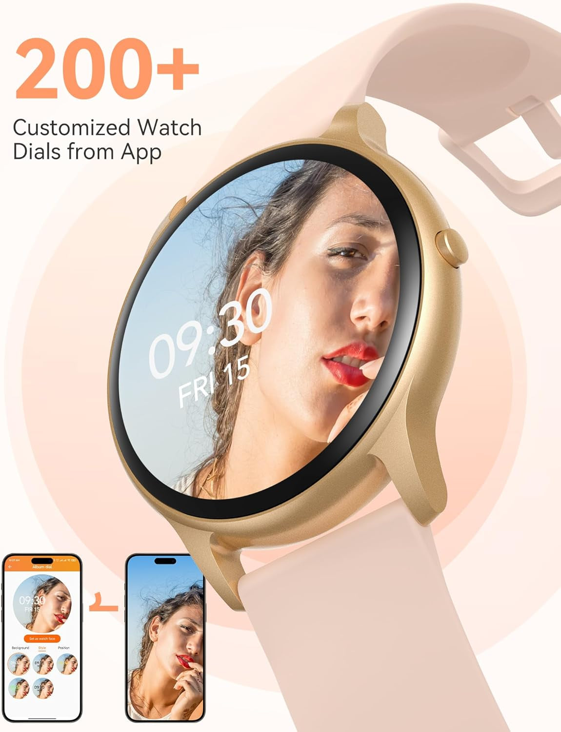 Smart Watch for Women, 5ATM Waterproof Smartwatch for Android and Ios Phones, Fitness Tracker Watch with 100+ Sports Modes, Heart Rate Monitor Pedometer Sleep Monitor, Pink