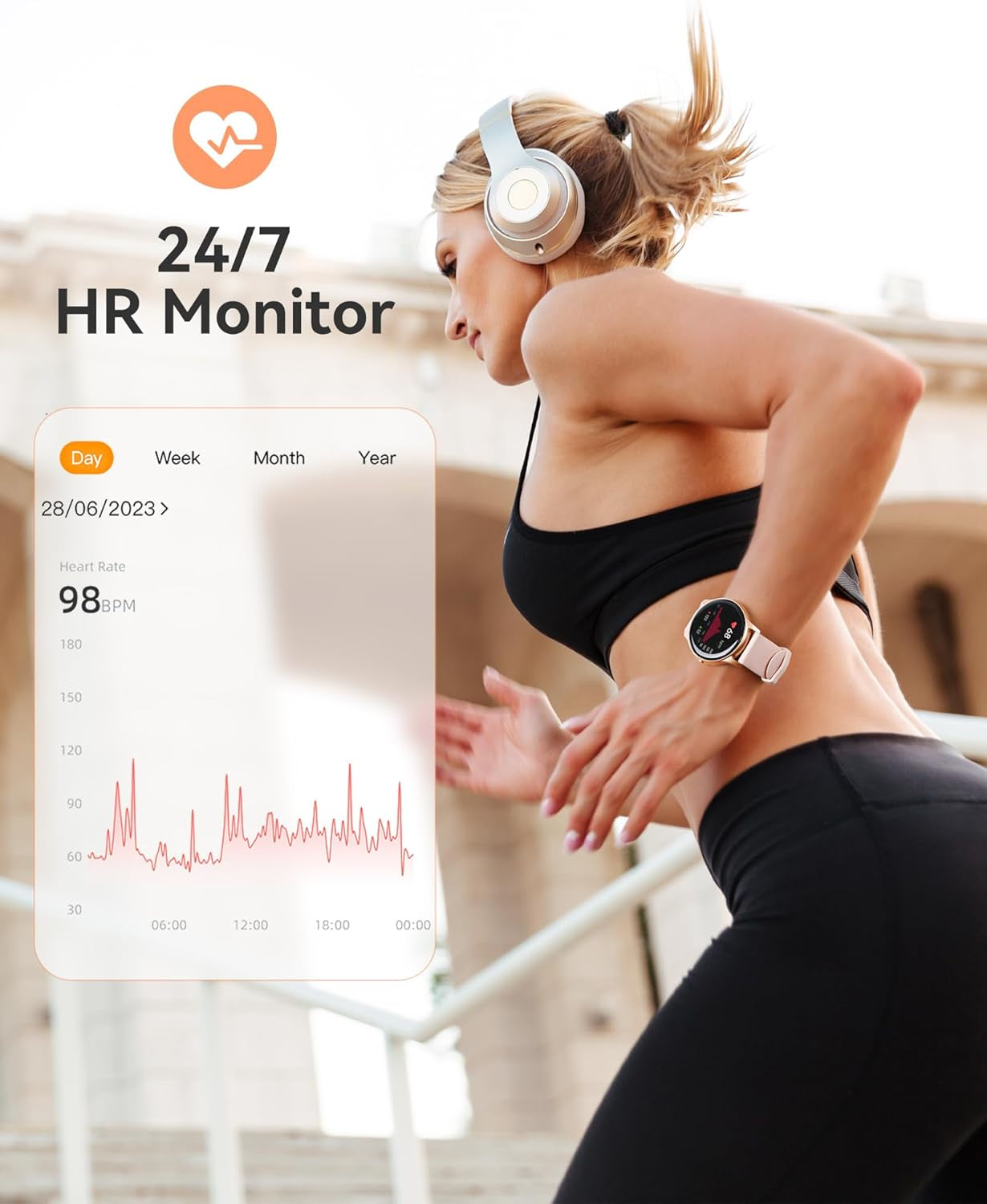 Smart Watch for Women, 5ATM Waterproof Smartwatch for Android and Ios Phones, Fitness Tracker Watch with 100+ Sports Modes, Heart Rate Monitor Pedometer Sleep Monitor, Pink