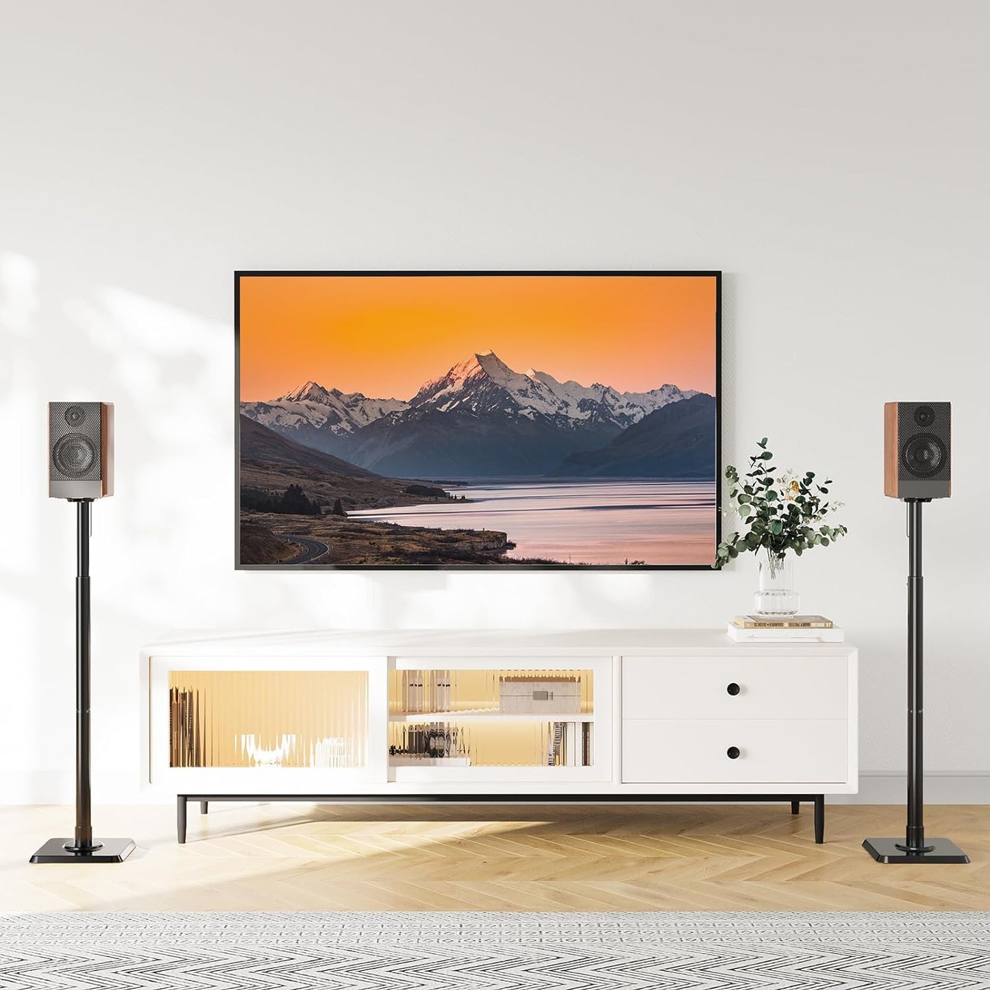 Speaker Stands Height Adjustable for Satellite & Small Bookshelf Speakers, Set of 2 Floor Stand Mount for Bose Polk JBL Sony Yamaha and Others - 11LBS Capacity MD5402