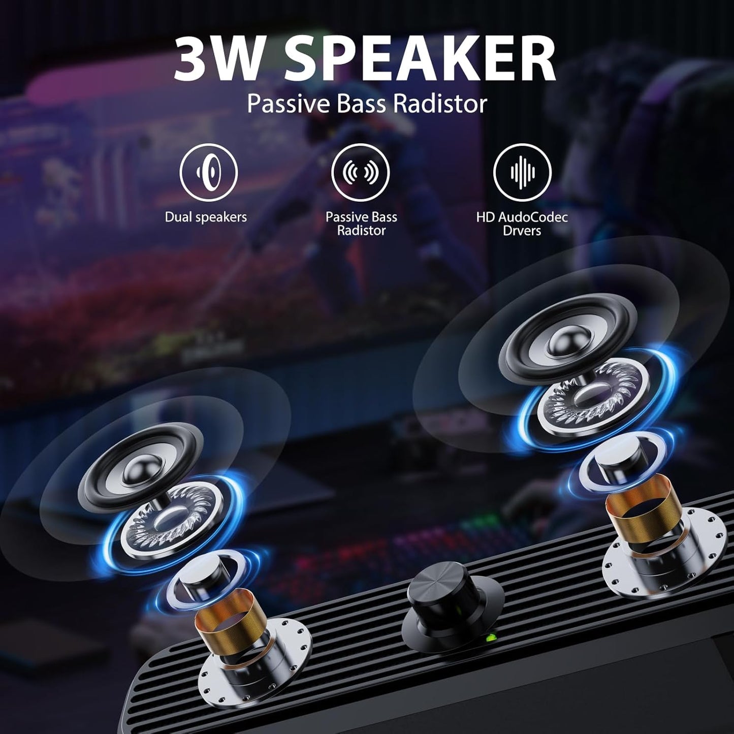 Computer Speakers for Desktop Laptop Tablet, USB Powered PC Speakers, Small Speakers Wired with Volume Control for Cellphone Pad MP3, Stereo Sound with 3.5Mm Audio Plug for Windows Mac Linux Pcs