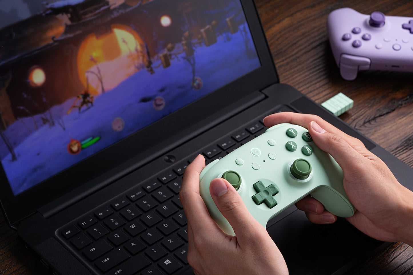 Ultimate 2C Wireless Controller for Windows PC and Android, with 1000 Hz Polling Rate, Hall Effect Joysticks and Triggers, and Remappable L4/R4 Bumpers (Green)
