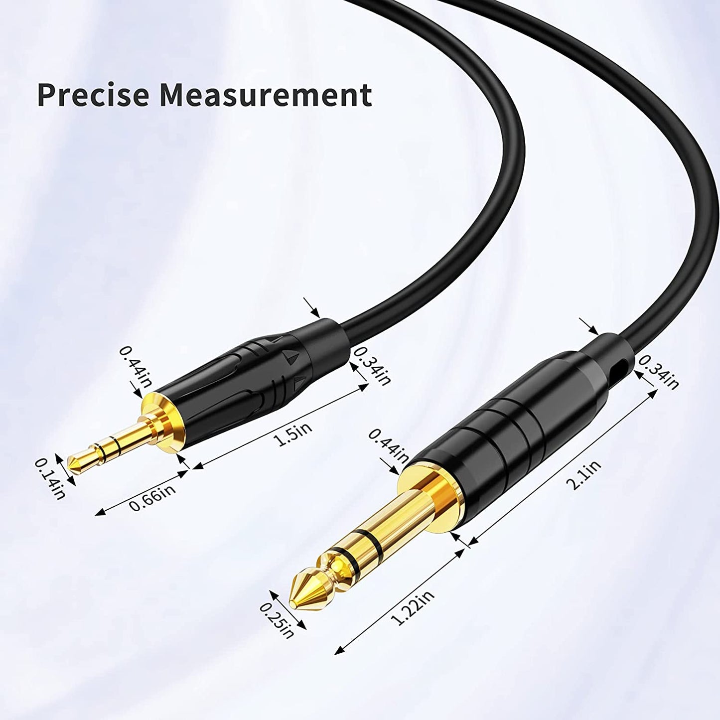1/8 to 1/4 Stereo Cable 3.3Ft, 6.35Mm 1/4" Male to 3.5Mm 1/8" Male Audio TRS Bidirectional Aux Guitar Cord for Laptop, Home Theater Devices, Keyboard Piano,Speaker and Amplifiers