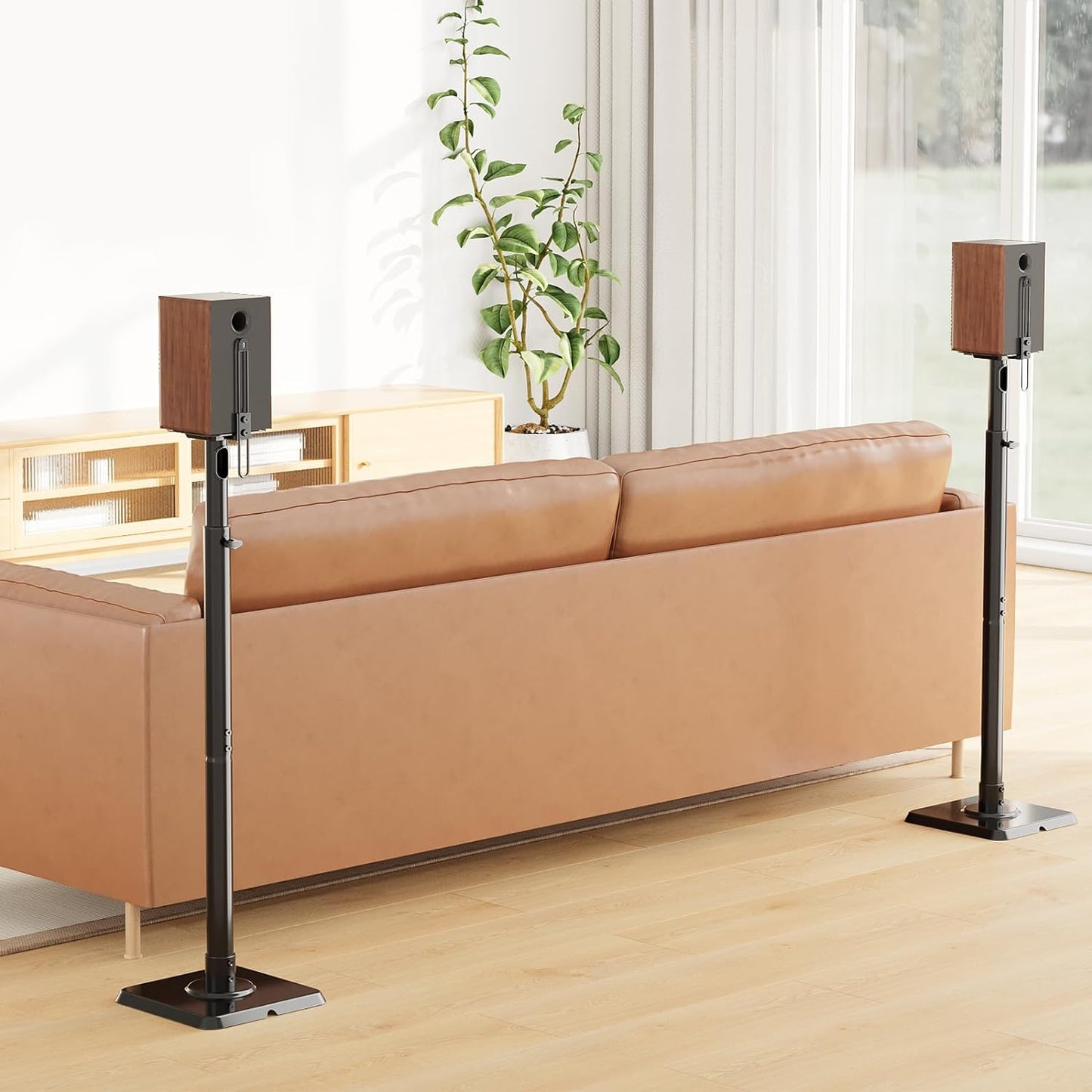 Speaker Stands Height Adjustable for Satellite & Small Bookshelf Speakers, Set of 2 Floor Stand Mount for Bose Polk JBL Sony Yamaha and Others - 11LBS Capacity MD5402