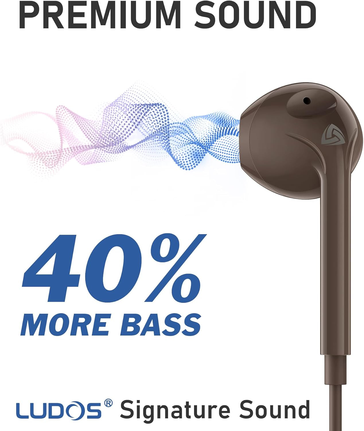 Zenith Wired Earbuds In-Ear Headphones, 2 Years Warranty, Earphones with Microphone, Corded for 3.5Mm Jack Ear Buds for Iphone, Samsung, Computer, Laptop, Kids, School Students, Woman - Brown