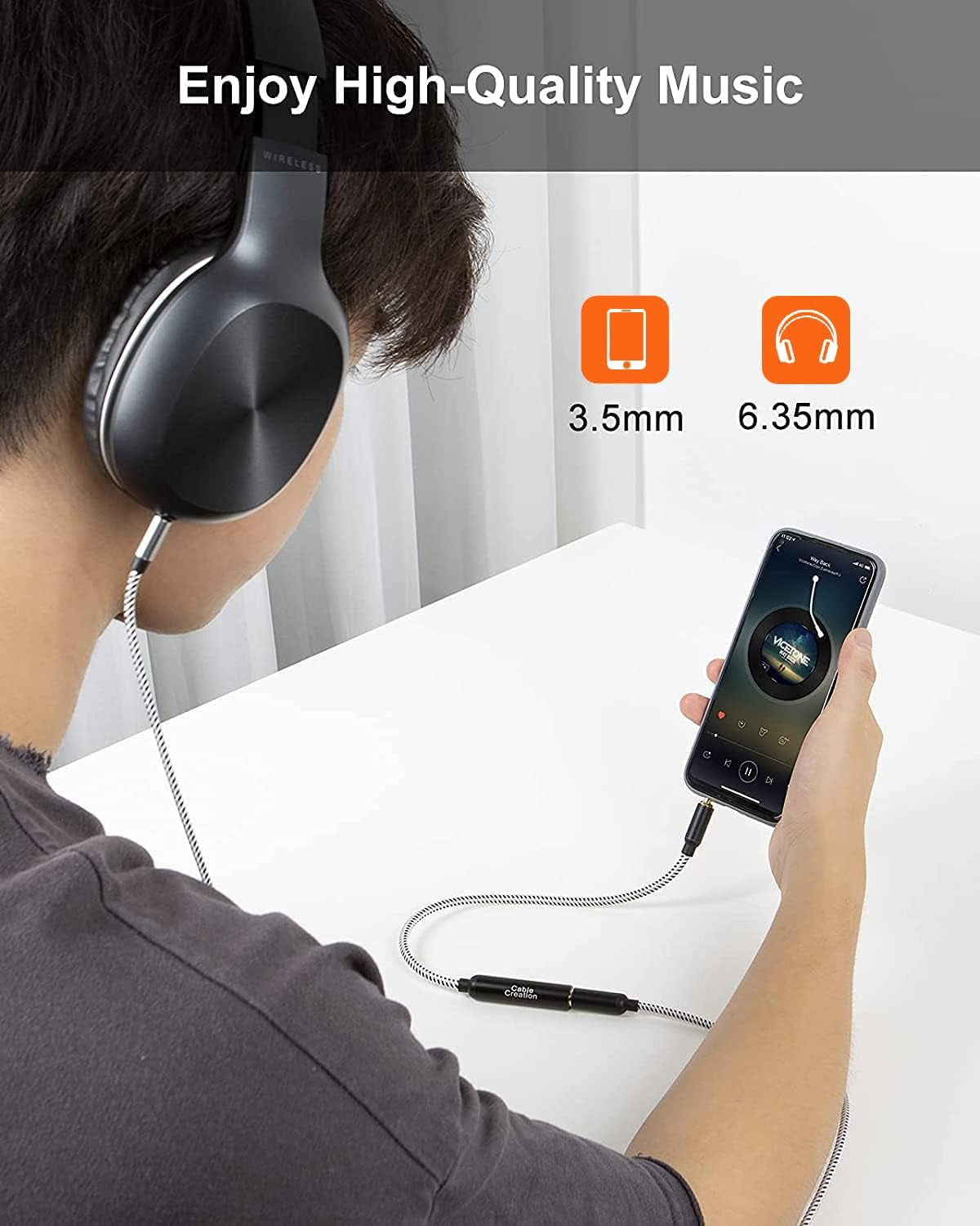 1/4 to 1/8 Headphone Aux Adapter 0.3M, TRS 6.35Mm to 3.5Mm Audio Adapter Cable for Amplifier, Guitar, Headphone, Home Theater Devices, Laptop, Pcs, Phone