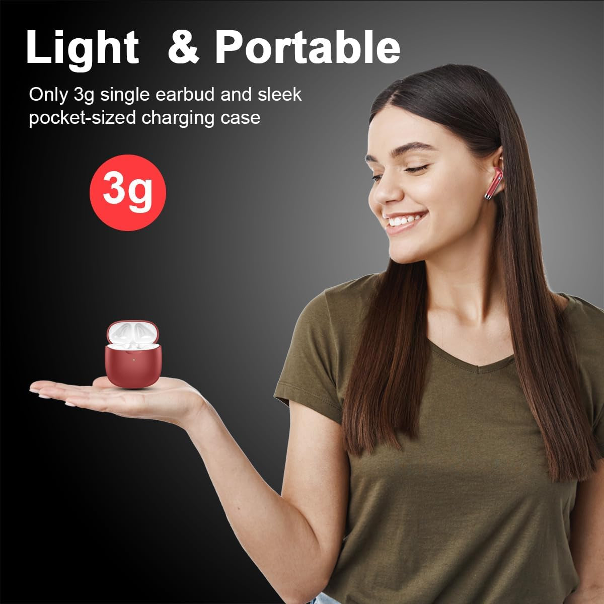 Wireless Earbuds, Bluetooth 5.3 Headphones in Ear with Noise Cancelling Mic, Bluetooth Earbuds Stereo Bass, IP7 Waterproof Sports Earphones, 32H Playtime USB C Charging Ear Buds Red for Android Ios