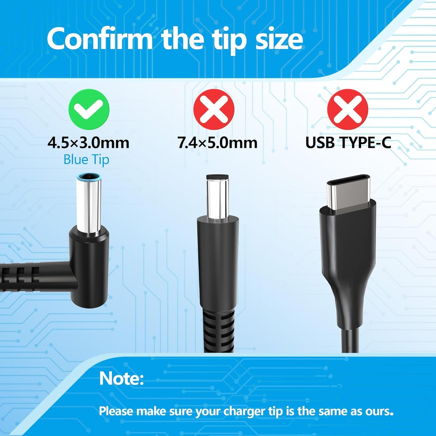 45W Charger Compatible with HP Laptop Charger Blue Tip 4.5Mm,741727-001 TPN-C125 HSTNN-LA40 HSTNN-DA40 854054-002 HSTNN-CA40 740015-002 740015-003 740015-004 15-F387Wm 15-F272Wm 15-F233Wm