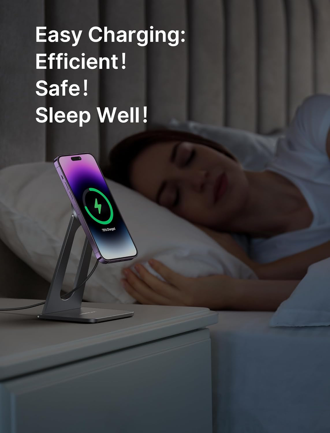 Magnetic Wireless Charger Stand Compatible with Magsafe Charger Iphone 16/16 Plus/16 Pro/16 Pro Max/Iphone 15/15 Plus/15 Pro/15 Pro Max/14/13/12, Wireless Charging Stand - Grey