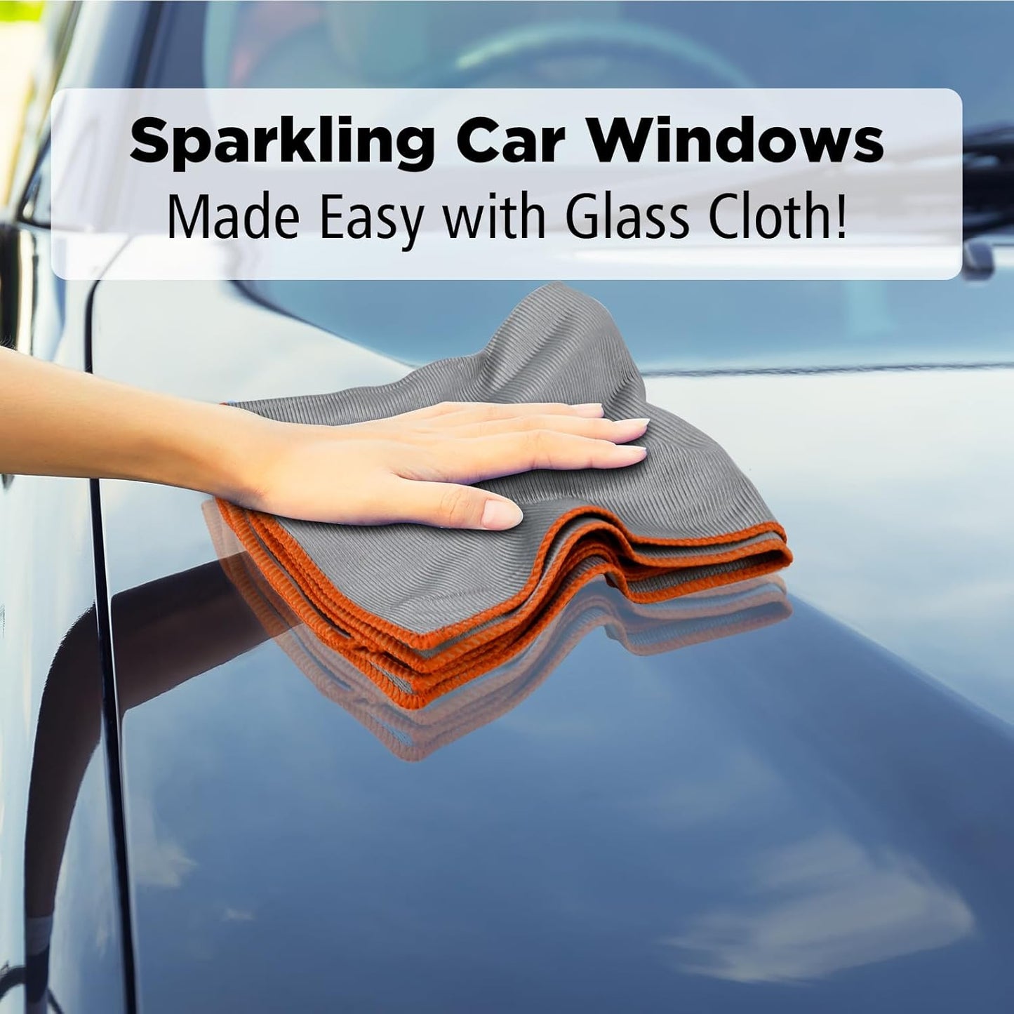 6 Pack Streak Free Miracle Glass Cleaning Cloth, 16 Inch X 16 Inch, Microfiber Lint Free Glass Polishing for Kitchen, Mirrors, Car and Glasses, Sliver-Multicolor