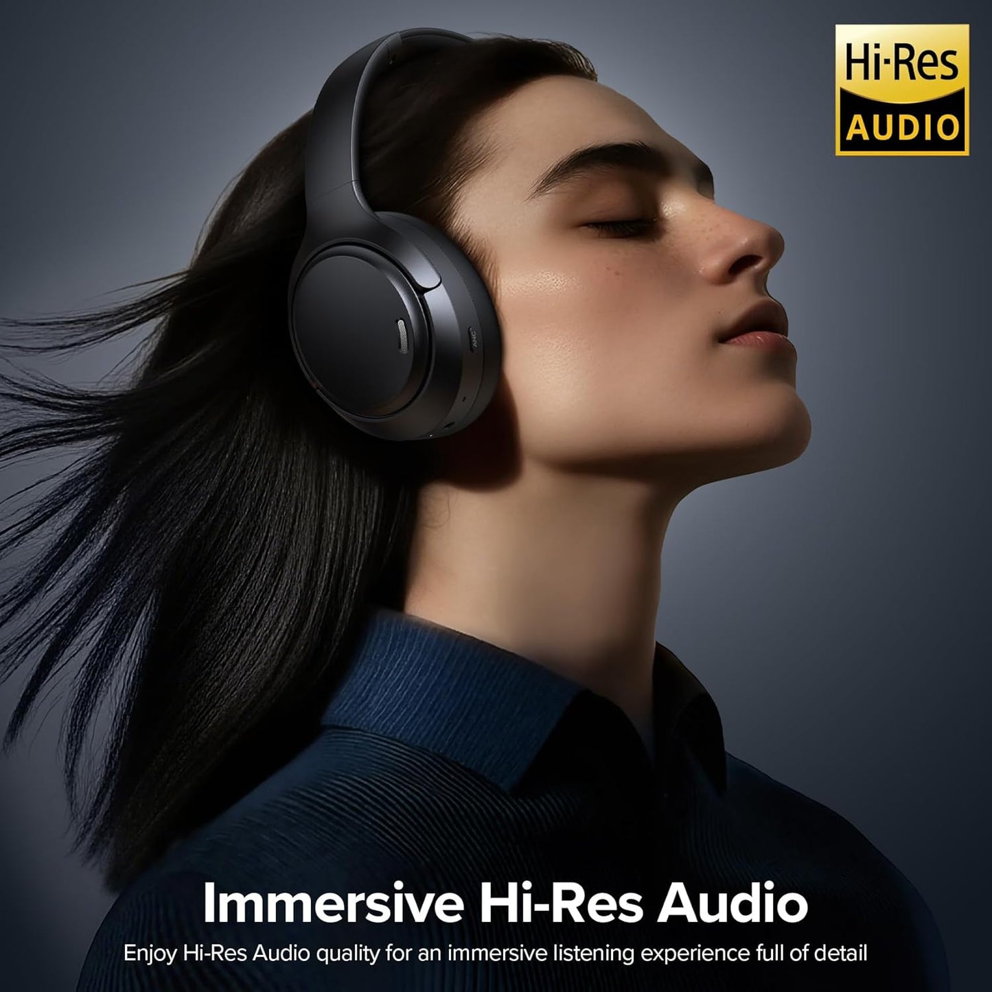 Hybrid Active Noise Cancelling Headphones 120Hrs Playtime ENC Clear Call Bluetooth Headphone over Ear Wireless Headphones Hi-Res Audio ANC Headset with Low Latency Mode for Game Travel Home PC
