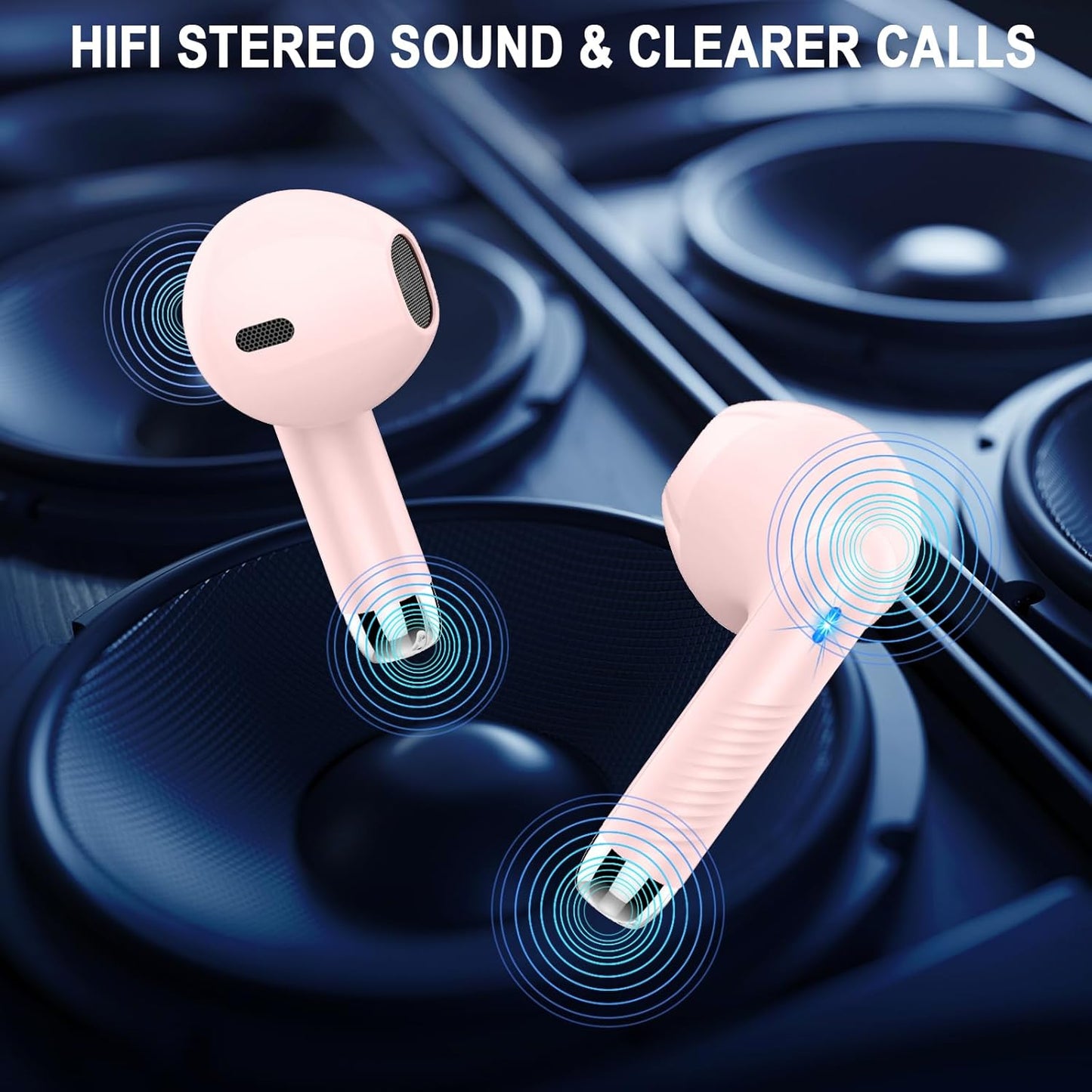 Wireless Earbuds, Bluetooth 5.4 Headphones Hifi Stereo, in Ear Earphones with 4 ENC Noise Cancelling Mics, 40H Playback Ear Buds with Mini Case LED Display, IP7 Waterproof Headset with USB C Charging