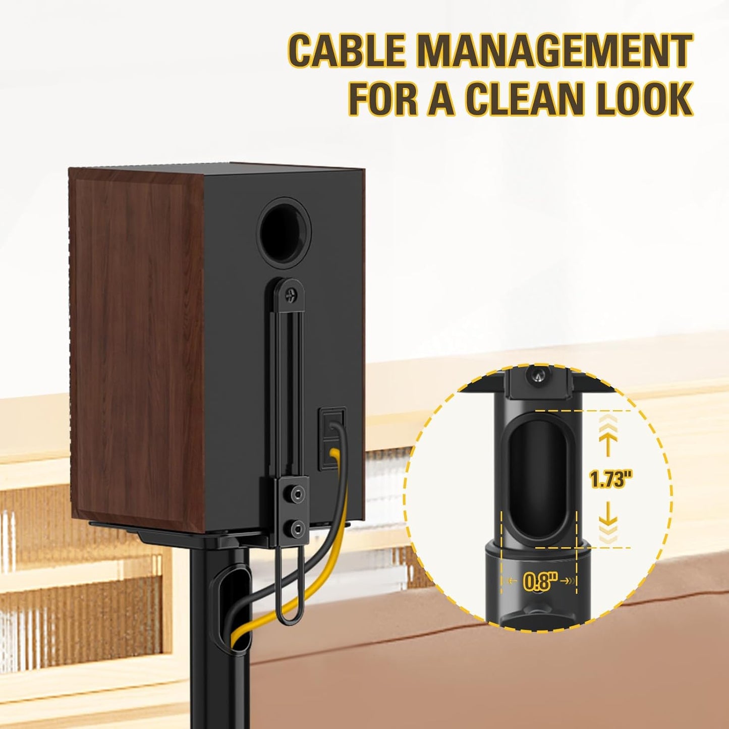 Speaker Stands Height Adjustable for Satellite & Small Bookshelf Speakers, Set of 2 Floor Stand Mount for Bose Polk JBL Sony Yamaha and Others - 11LBS Capacity MD5402