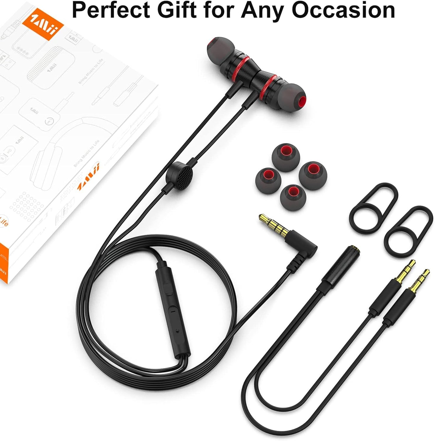 Wired Earbuds with Microphone & Volume Control, In-Ear Headphones Magnetic with Deep Bass, Noise Isolating, High Sound Quality Earphones with 3.5Mm Jack for Phone, Android, PC, Ipad, Mp3(Black)