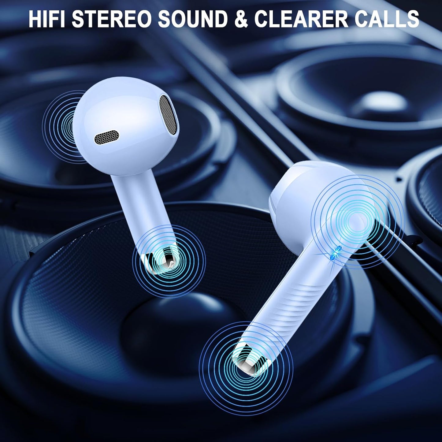 Wireless Earbuds, Bluetooth 5.4 Headphones Hifi Stereo, in Ear Earphones with 4 ENC Noise Cancelling Mics, 40H Playback Ear Buds with LED Display, Mini Case, IP7 Waterproof Headset with USB C Charging
