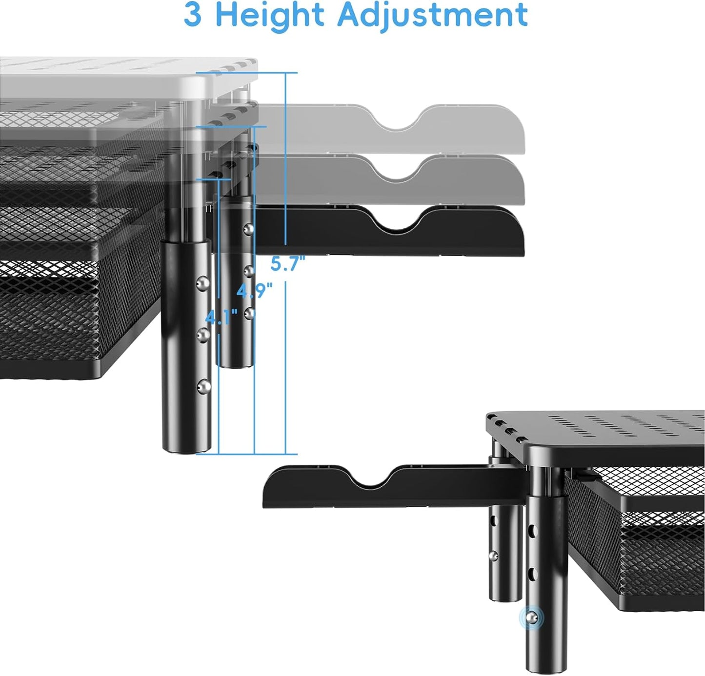 Computer Stand for Desktop Monitor, Monitor Stand with Drawer and Storage Compartment for Computer, Metal Monitor Riser Desk Organizer for Office & Home