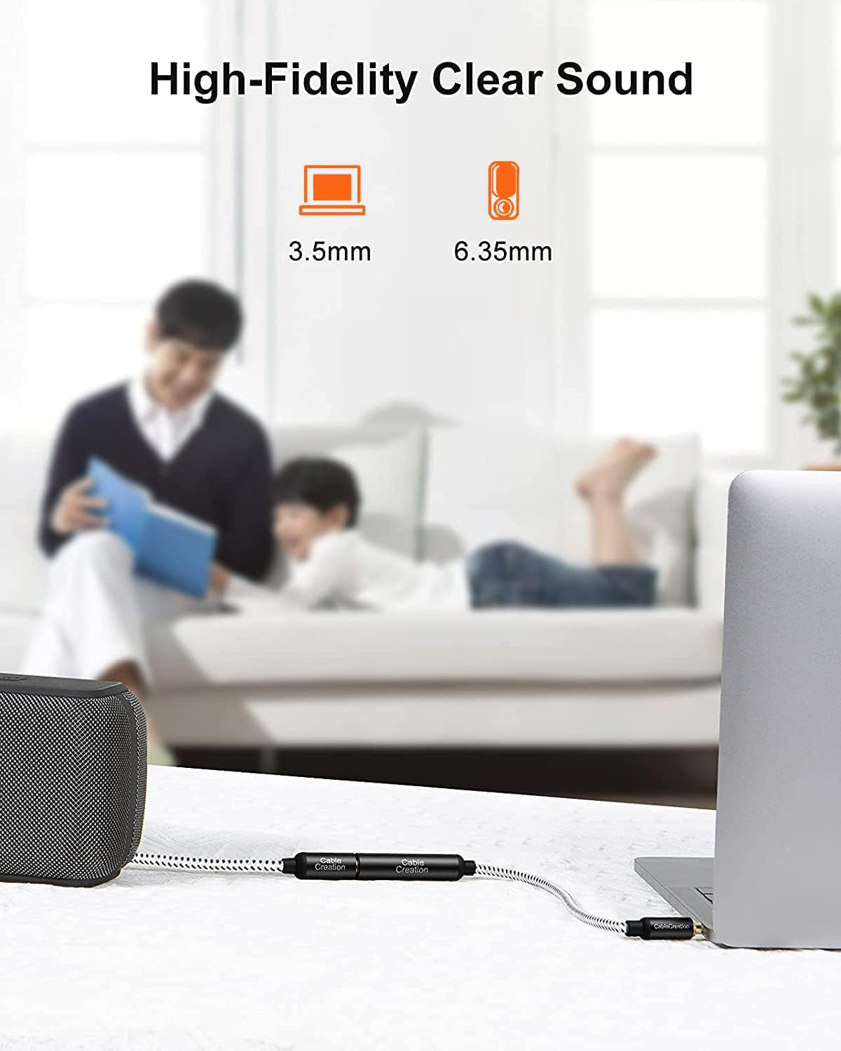 1/4 to 1/8 Headphone Aux Adapter 0.3M, TRS 6.35Mm to 3.5Mm Audio Adapter Cable for Amplifier, Guitar, Headphone, Home Theater Devices, Laptop, Pcs, Phone
