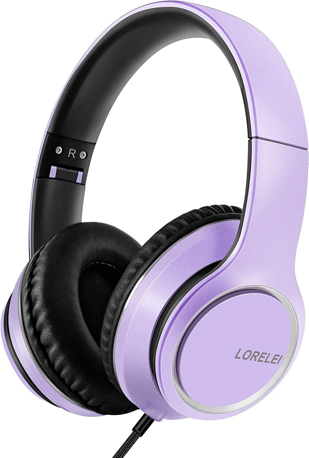 X8 Over-Ear Wired Headphones with Microphone with 1.45M-Tangle-Free Nylon Line&3.5Mm Plug,Lightweight Foldable & Portable Headphones for Smartphone,Tablet,Computer,Mp3/4(Dark Purple)