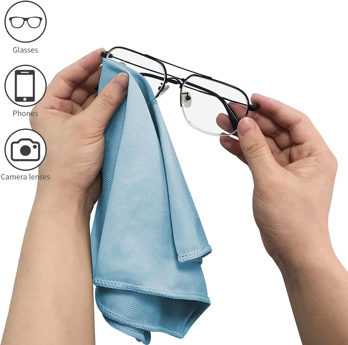 12 Pack Microfiber Glass Cleaning Cloth, 12 Inch X 16 Inch, Lint Free Quickly Clean Windows, Mirrors, Glasses, Phone Screens, Camera Lenses, Blue