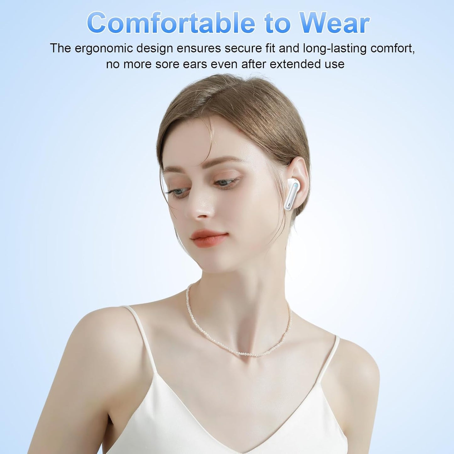 Wireless Earbuds, Bluetooth 5.4 Headphones in Ear with 4 ENC Noise Cancelling Mic, New Wireless Earphones Hifi Stereo Deep Bass 40H Playtime, In-Ear Bluetooth Earbuds LED Display IP7, USB-C, Silver