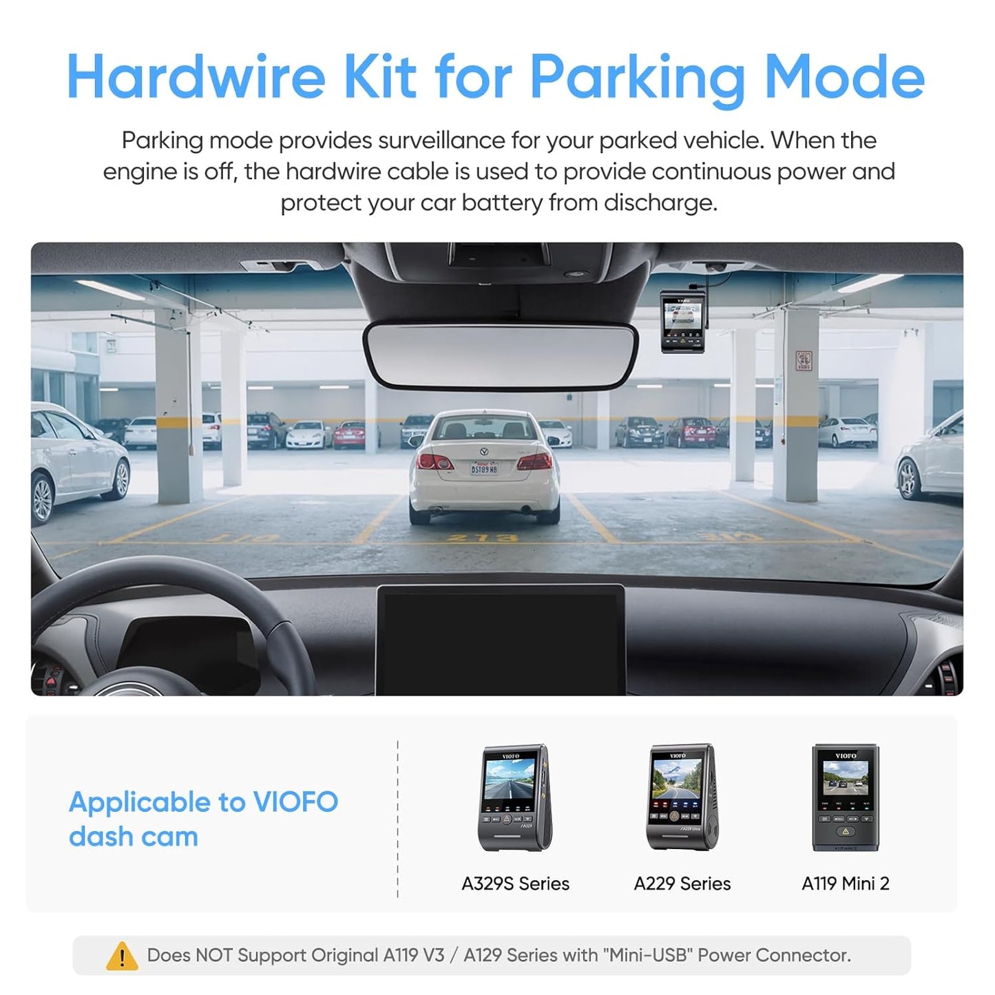 HK4 Hardwire Kit with 8Pcs Full Set Circuit Fuse Tap, Type-C Port, for A329 Series/A229 Series/A119Mini2/A139Pro/Wm1/T130 Dash Cam
