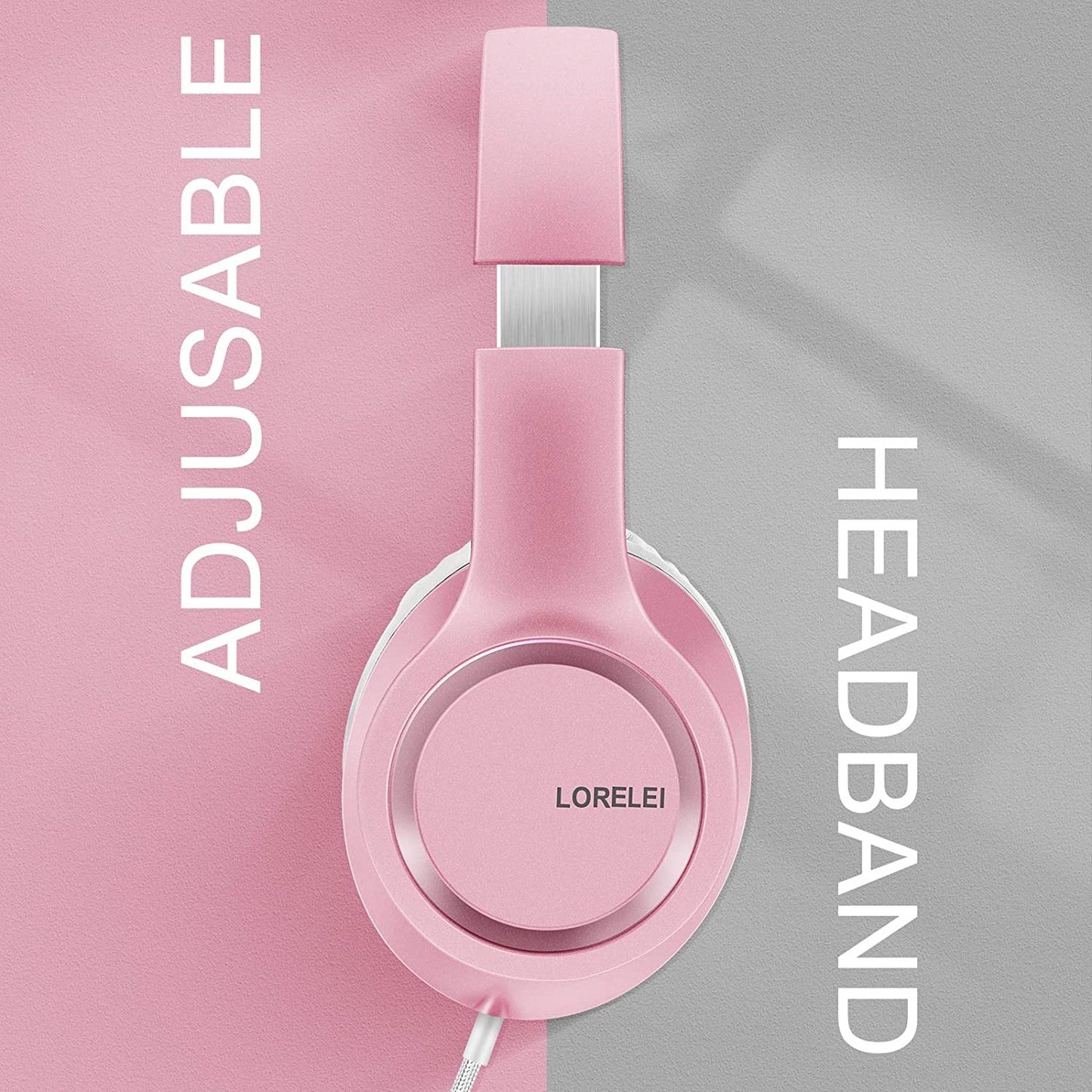 X8 Over-Ear Wired Headphones with Microphone with 1.45M-Tangle-Free Nylon Line&3.5Mm Plug,Lightweight Foldable & Portable Headphones for Smartphone,Tablet,Computer,Mp3/4(Pearl Pink)