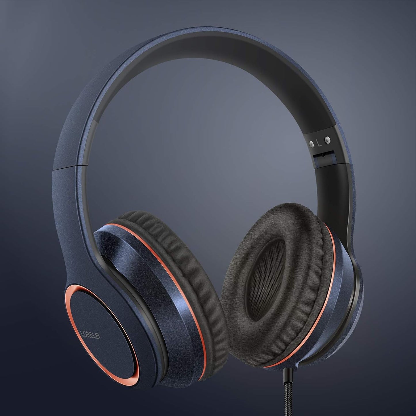 X8 Over-Ear Wired Headphones with Microphone with 1.45M-Tangle-Free Nylon Line&3.5Mm Plug,Lightweight Foldable & Portable Headphones for Smartphone,Tablet,Computer,Mp3/4(Dark Blue)