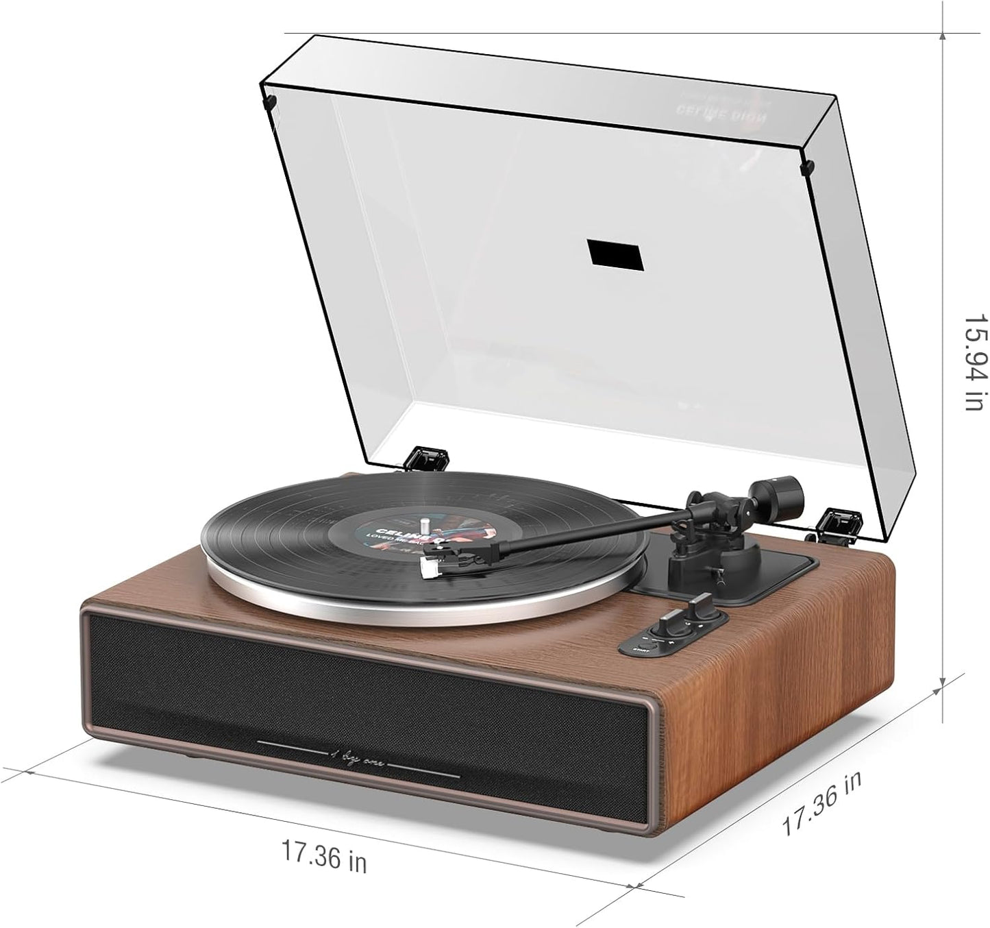 High Fidelity Belt Drive Turntable with Built-In Speakers, Vinyl Record Player with Magnetic Cartridge, Bluetooth Playback and Aux-In Functionality, Auto Off