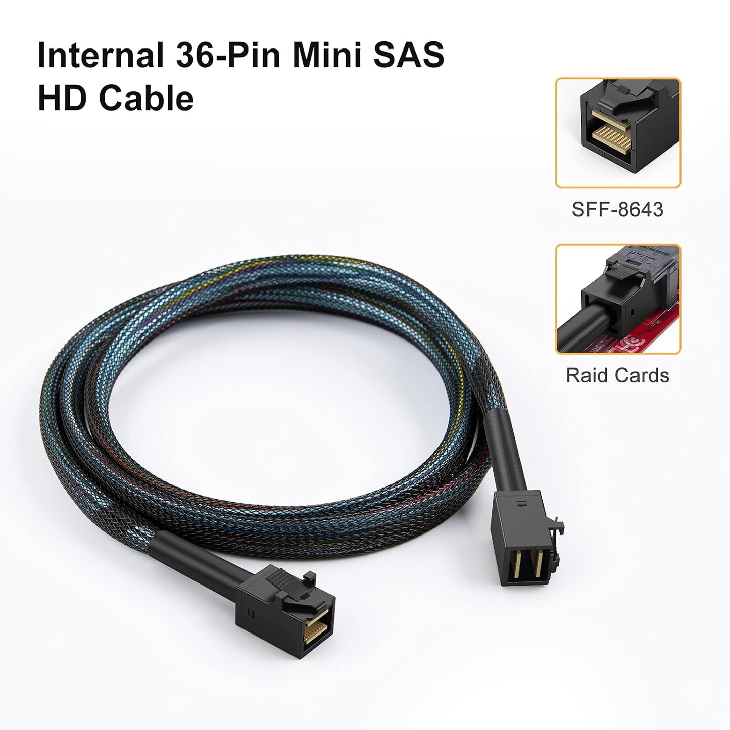 Internal Mini SAS HD Cable, Mini SAS SFF-8643 to SFF-8643 Cable, 3.3FT
