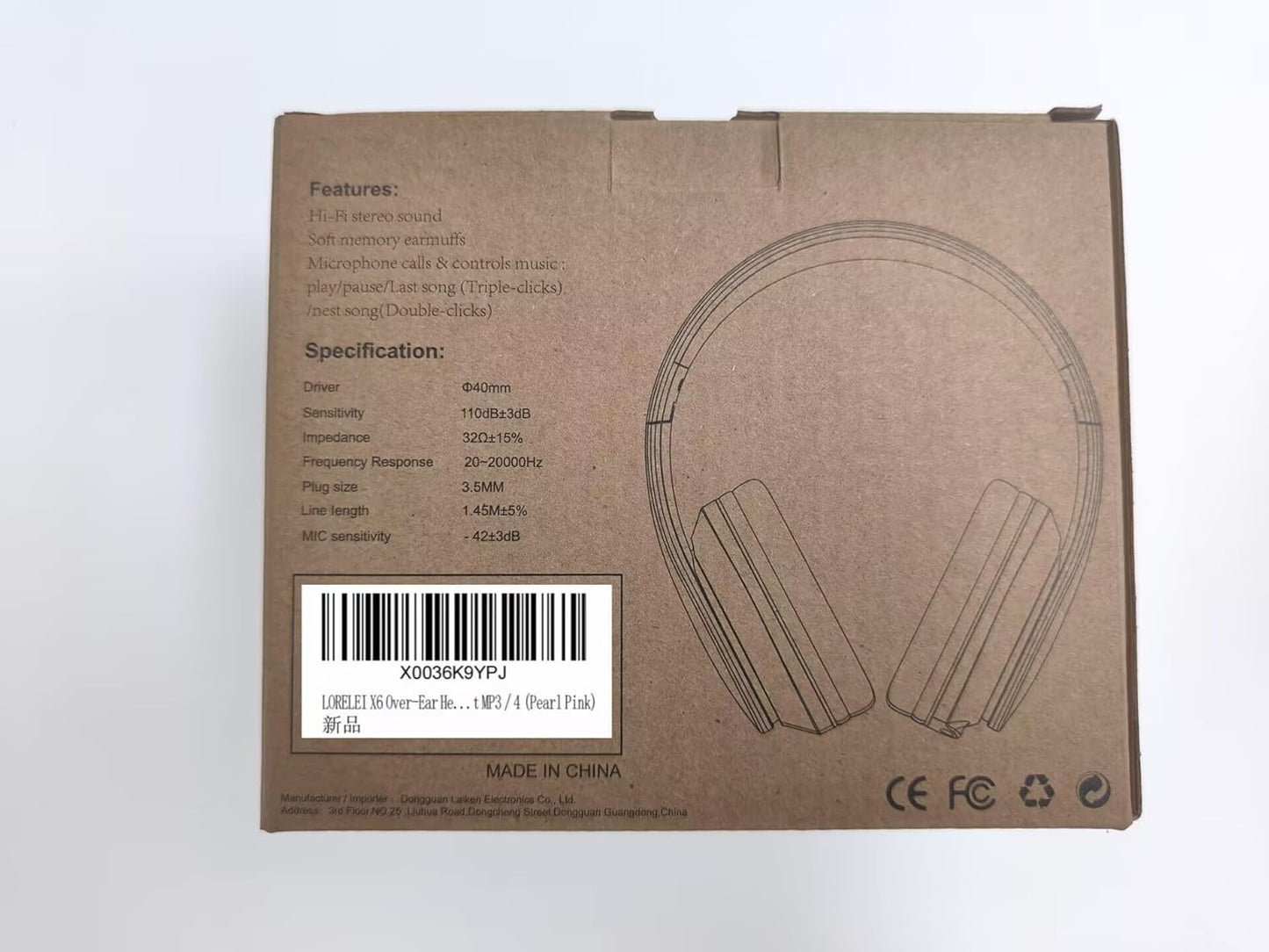 X6 Over-Ear Headphones with Microphone, Lightweight Foldable & Portable Stereo Bass Headphones with 1.45M No-Tangle, Wired Headphones for Smartphone Tablet MP3 / 4 (Pearl Pink)