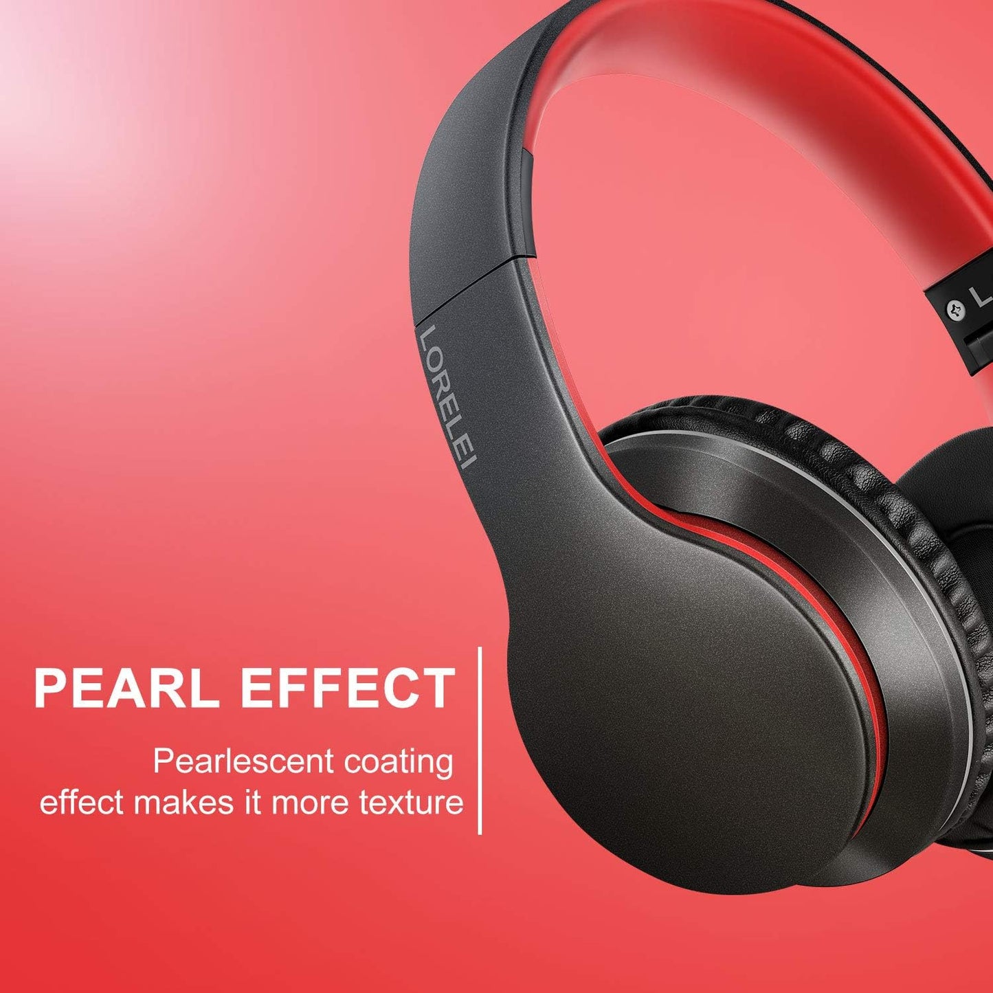 X6 Over-Ear Headphones with Microphone, Lightweight Foldable & Portable Stereo Bass Headphones with 1.45M No-Tangle,Wired Headphones for Smartphone Tablet MP3 / 4 (Black-Red)