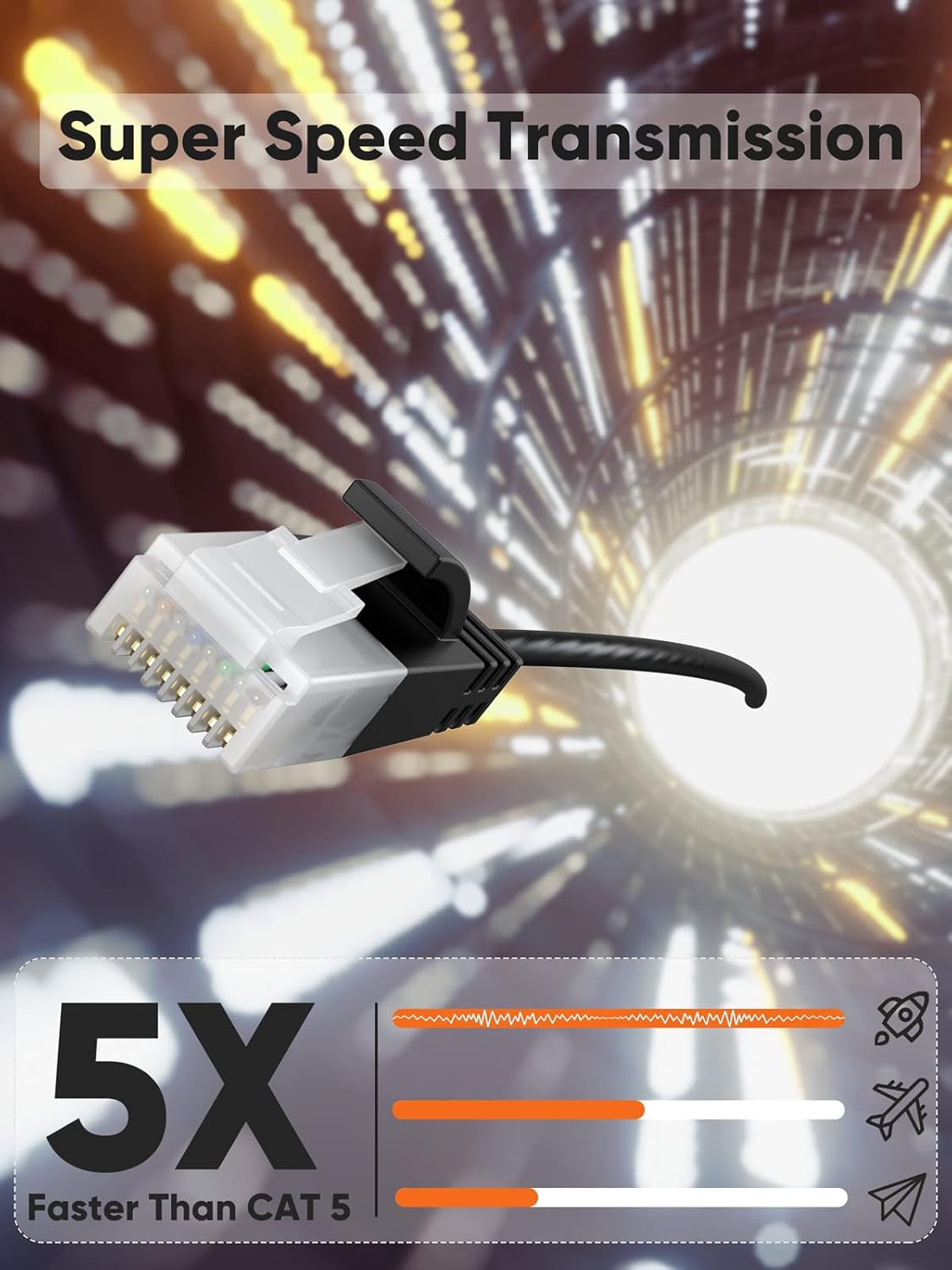 Ultra Slim Cat6A Ethernet Cable OD 2.8Mm, down Angle LAN Super Light Cord, High Speed 10G UTP Network Patch Cable, Internet Wire for Pc,Router,Modem,Printer,Tv Box,Ps5,Switch; 6.6FT/2M