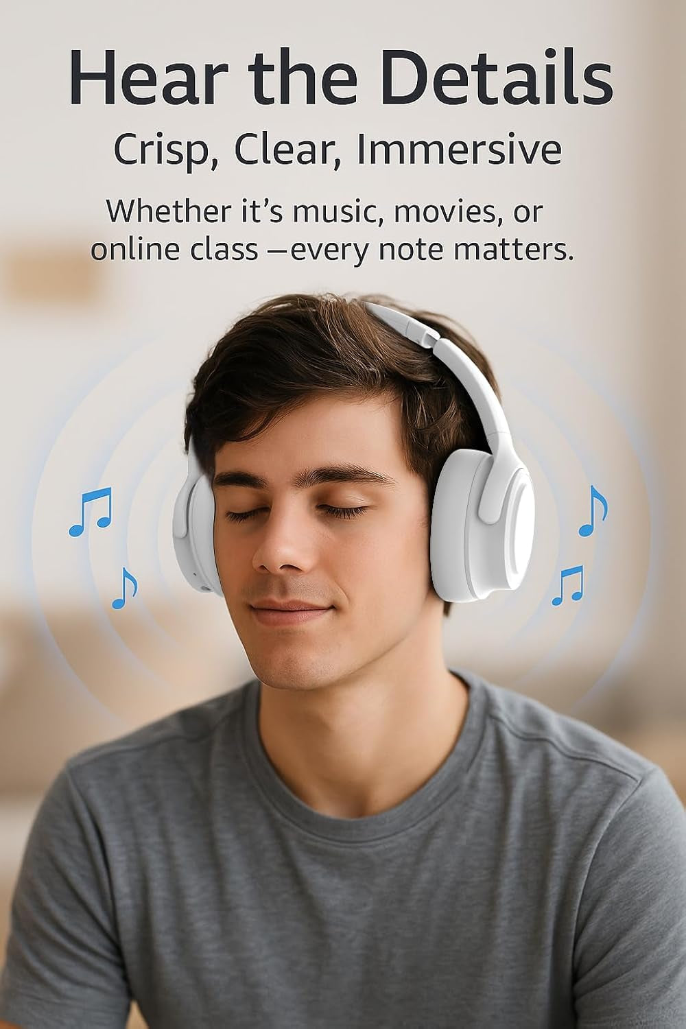 Wireless Headphones | 94Db Volume Limited Hearing Protection | Built-In Mic | Bluetooth 5.3 | Foldable & Durable Headset for School, Travel | Ideal Back to School Gift for Kids(White)